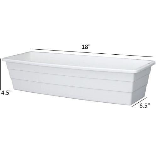 DCN Futura Indoor/Outdoor Rectangular Window Planter — White 18” (1.75 Gallon Capacity)