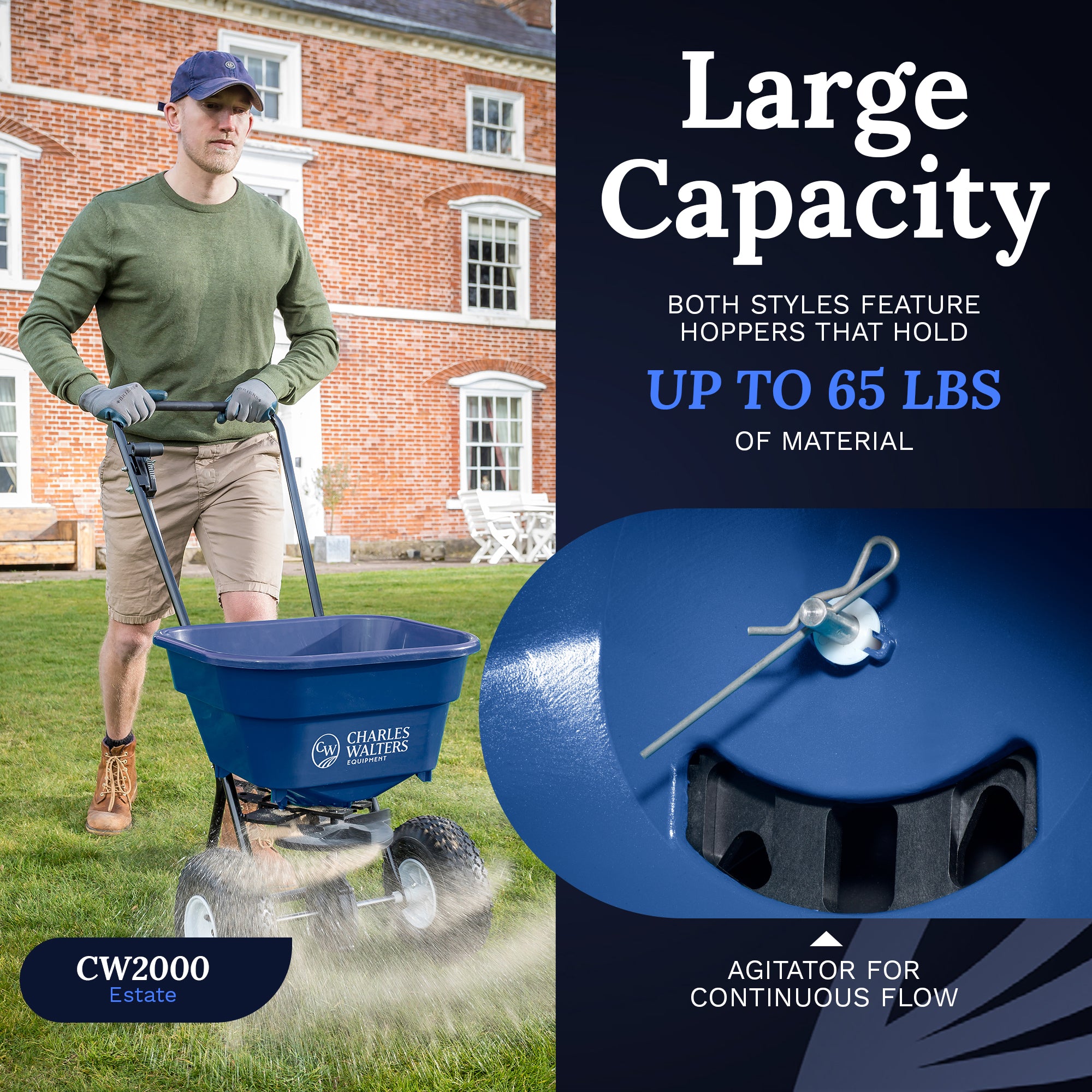 Charles Walters Equipment Steel Broadcast Spreader, 65lb Capacity