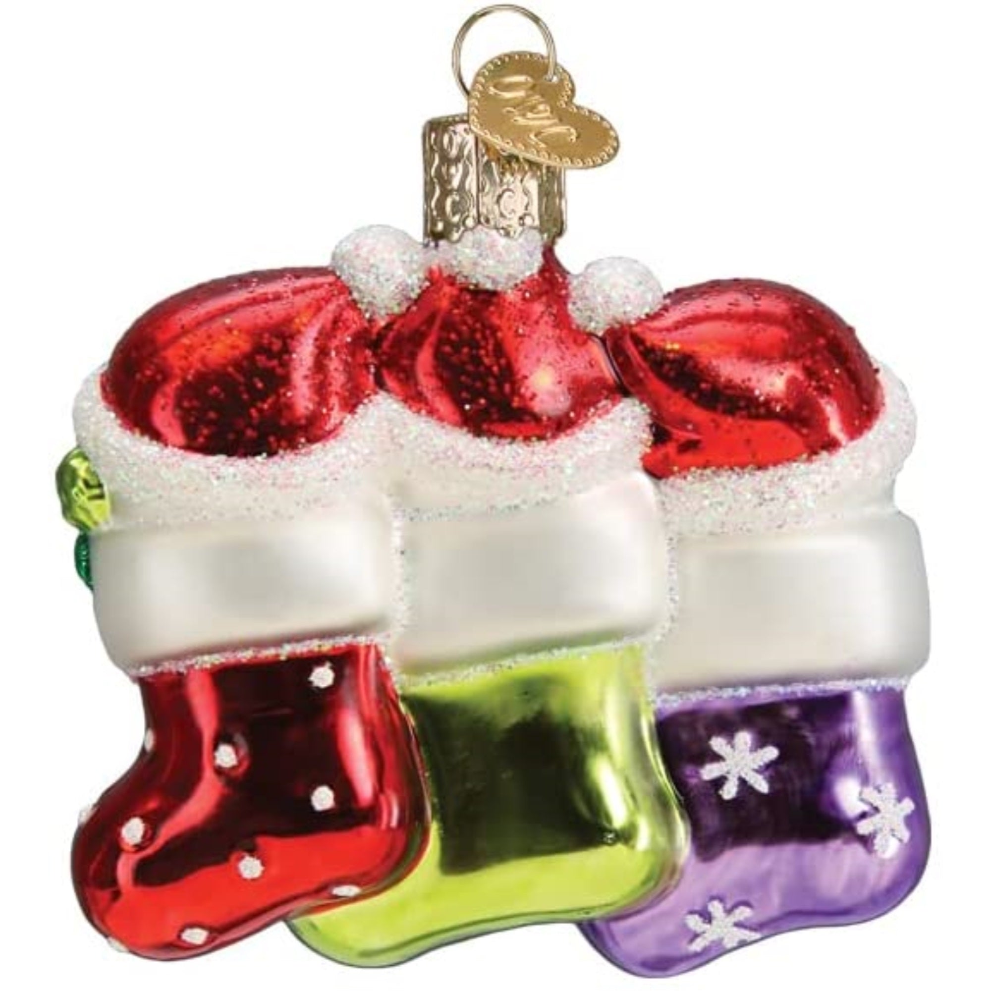 Old World Christmas Blown Glass Ornament for Christmas Tree, Snow Family of 3