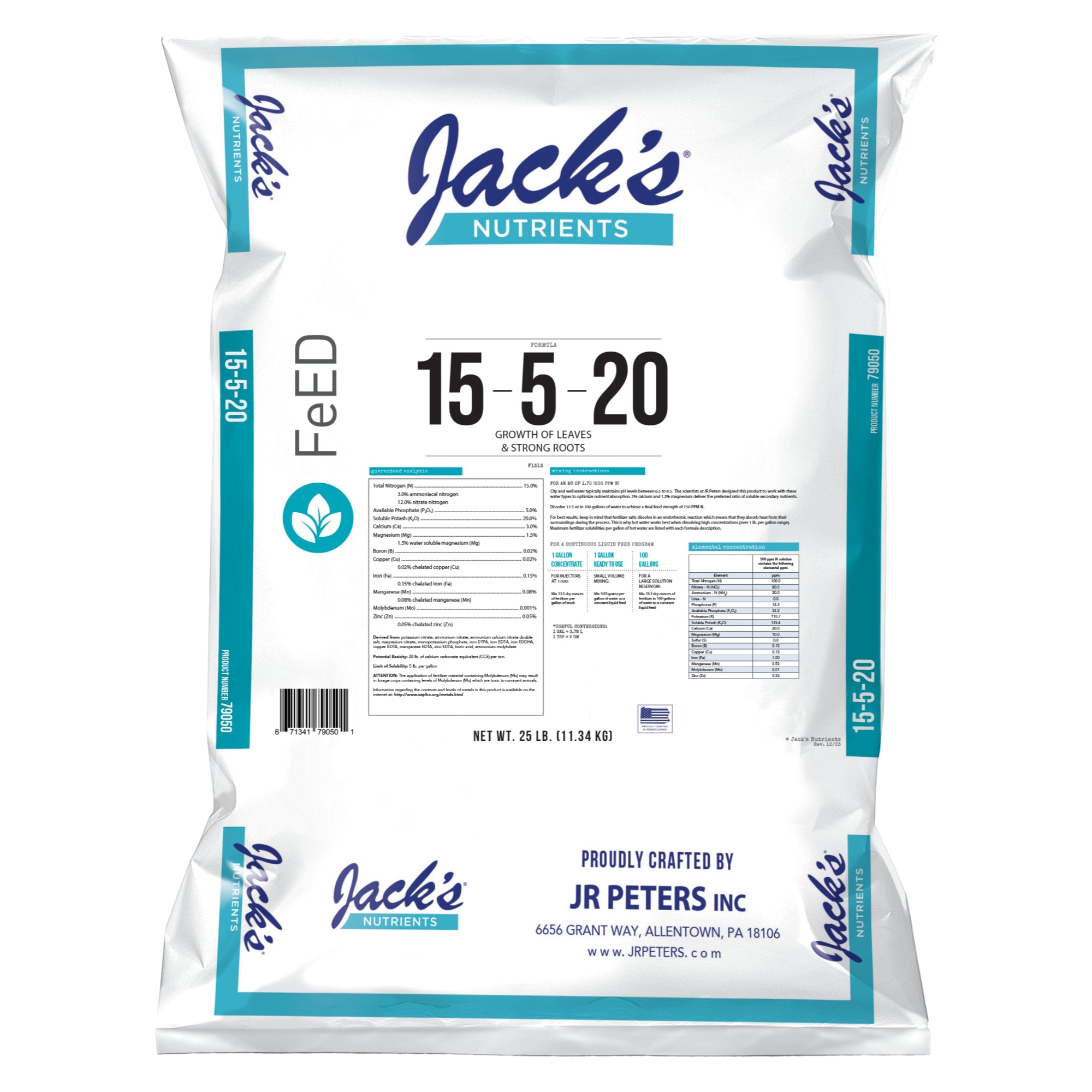 Jack's Nutrients 15-5-20 Tap Water-Soluble Fertilizer - Lowers Water pH