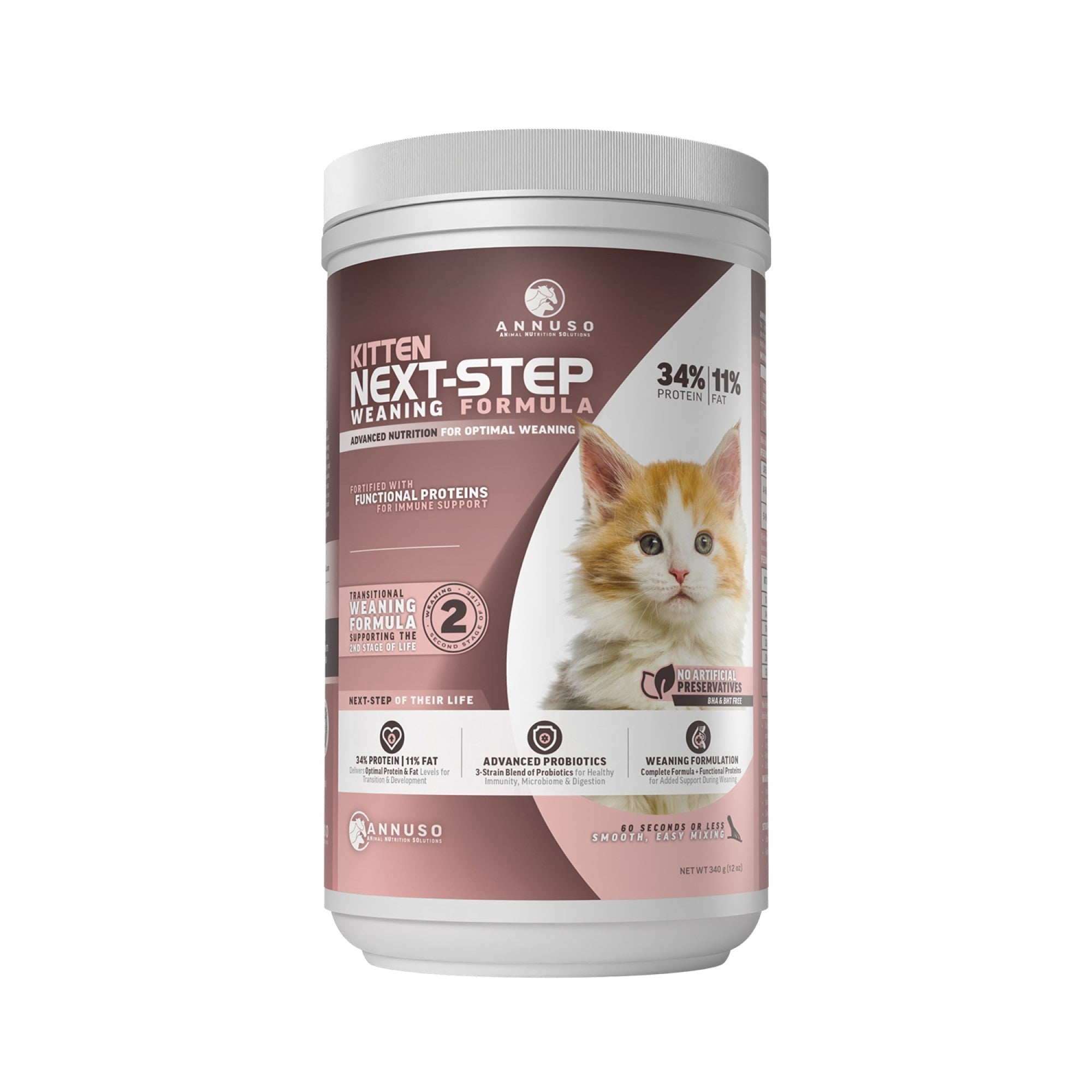 ANNUSO Kitten Next-Step Weaning Formula for Kittens 4-8 Weeks, 12oz