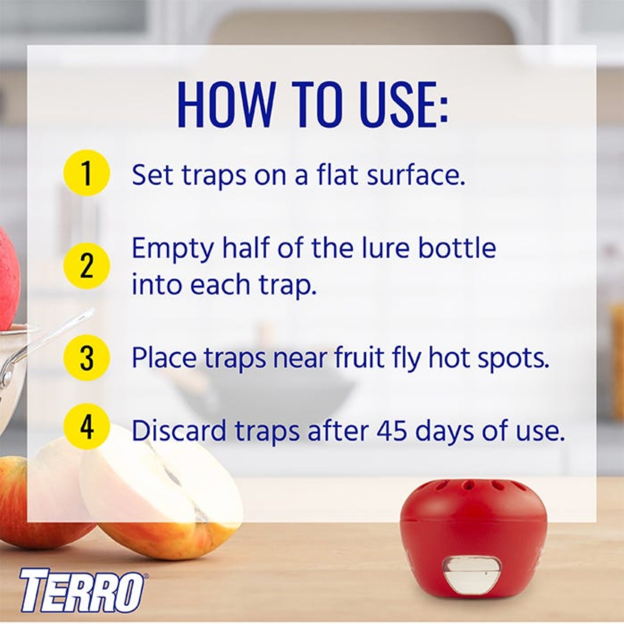 Terro Apple-Shaped Indoor Fruit Fly Lure and Traps – Includes 2 Traps