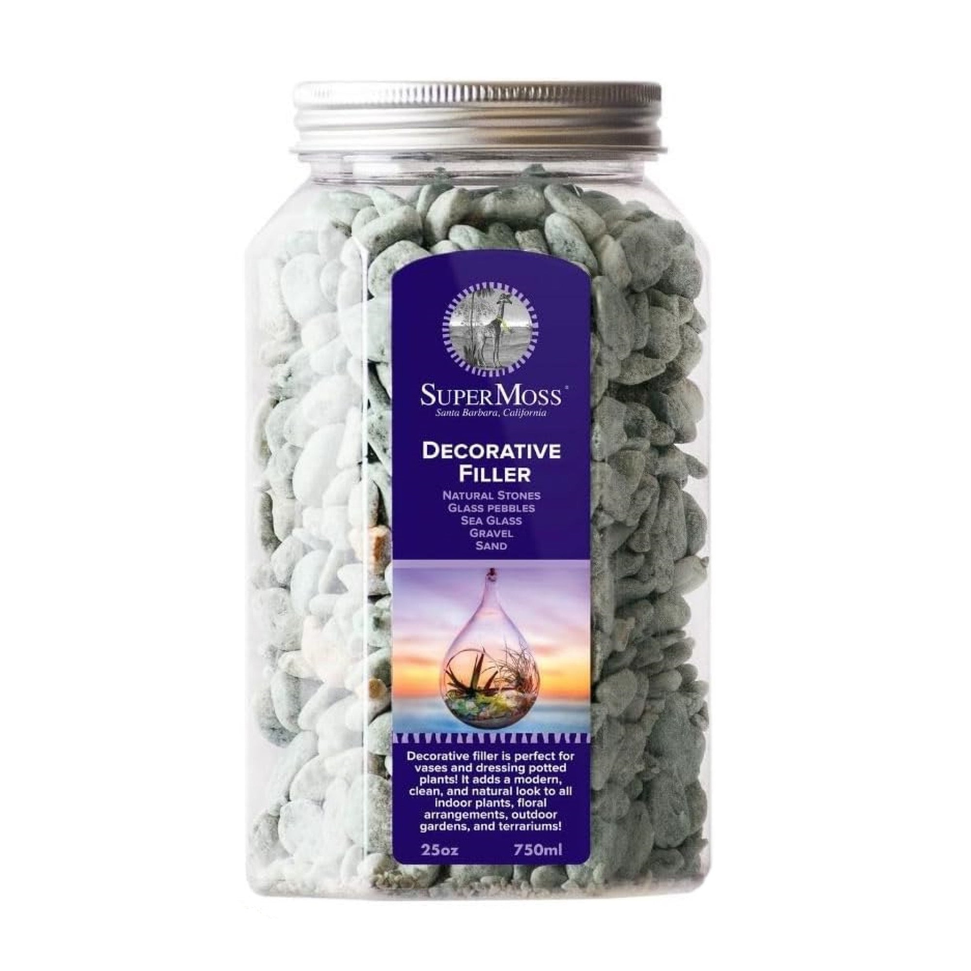 SuperMoss Decorative Natural Gravel Stones, Green, 25oz Jar