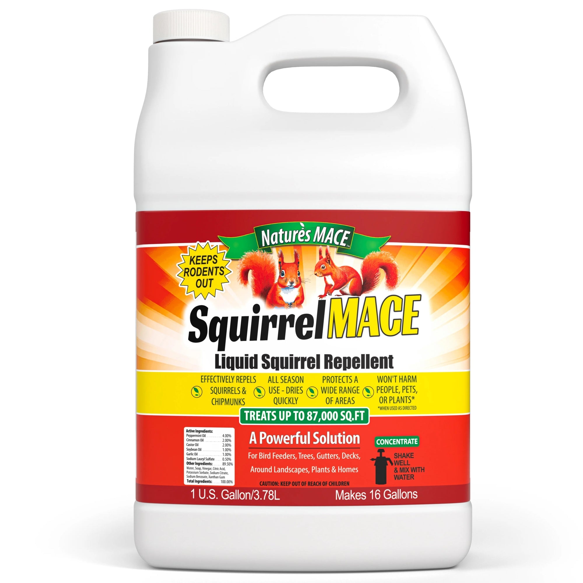 Natures MACE Squirrel Repellent Concentrate, 1 gallon - Treats 87,000 Sq. Ft