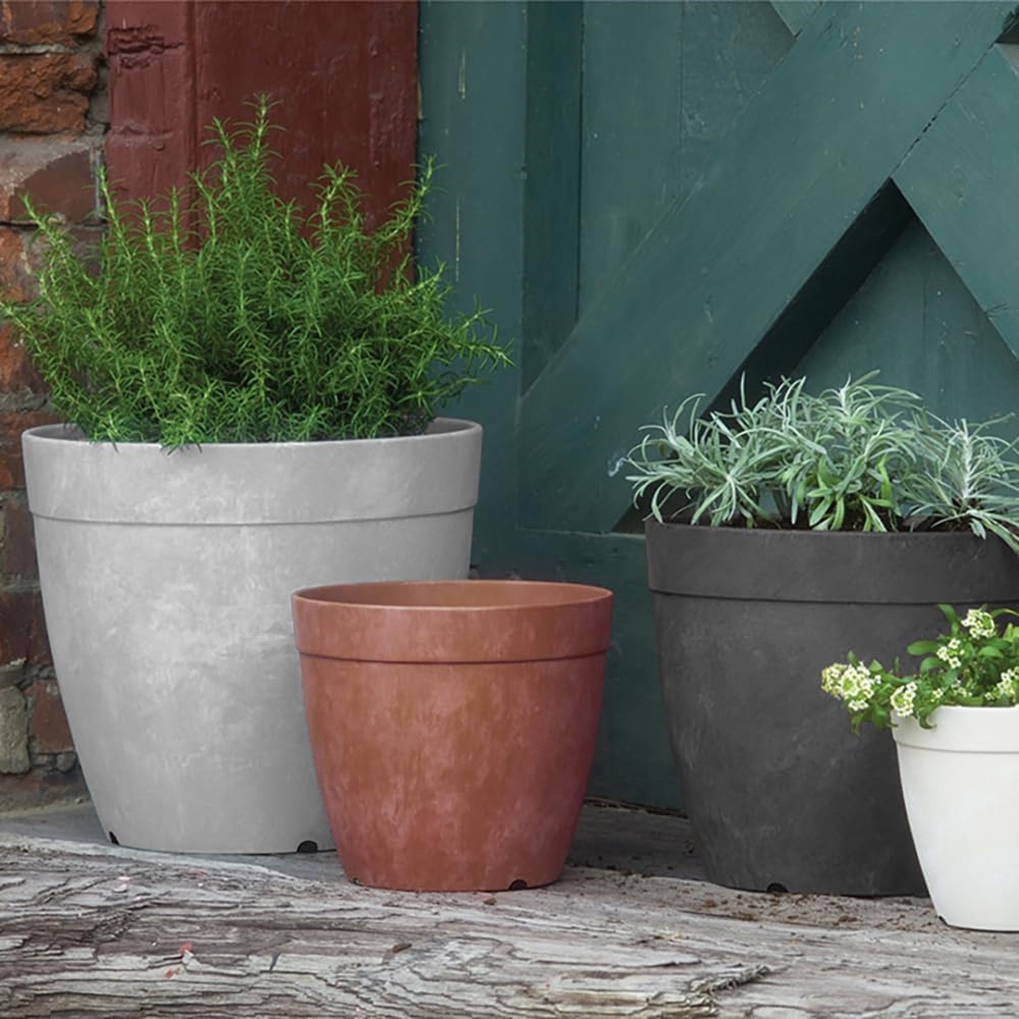 Novelty Artstone Dolce Round Plastic Resin Pot Planter, Rust, 8in