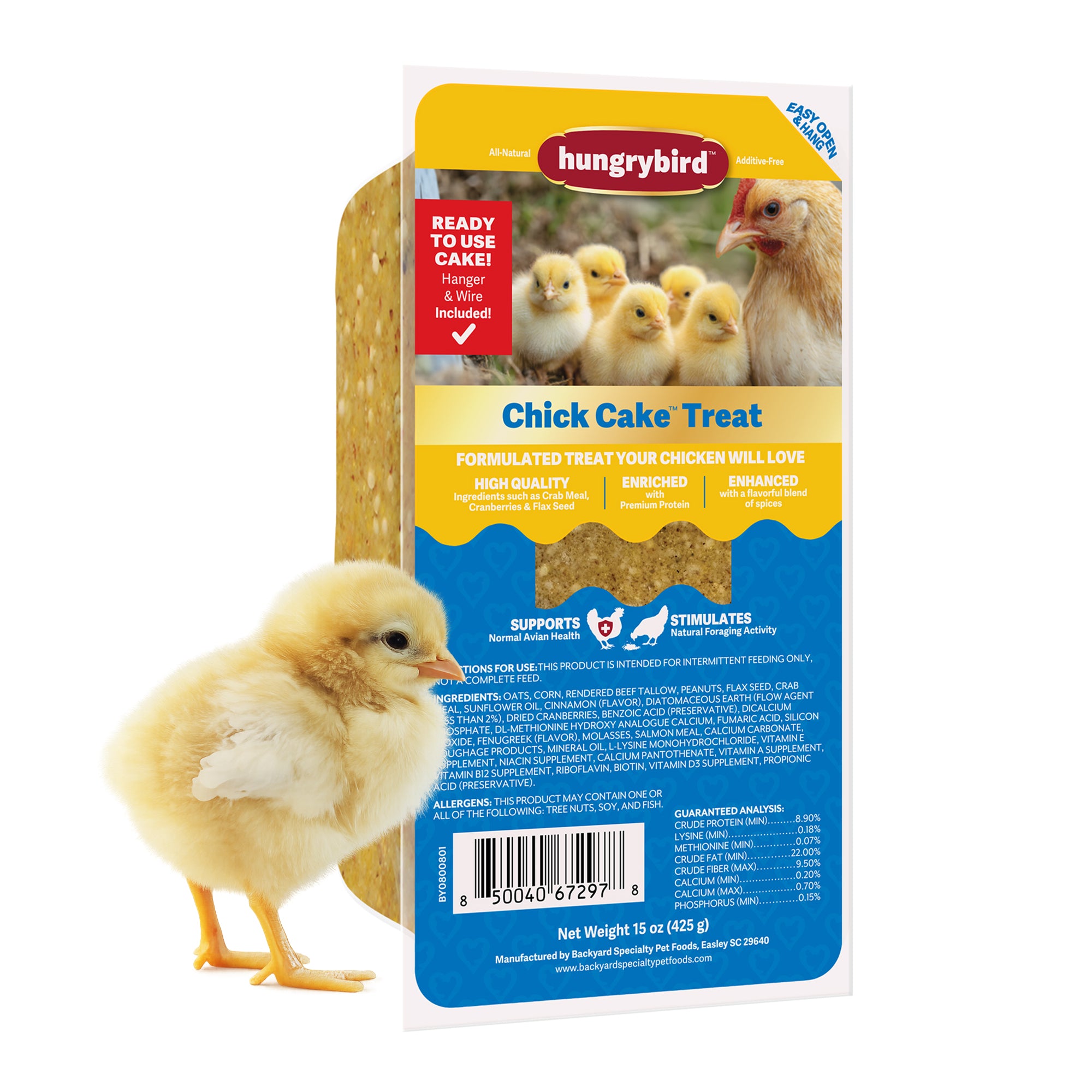 Hungrybird Chick Suet Cake Treat, 15 oz – All-Natural Poultry Snack