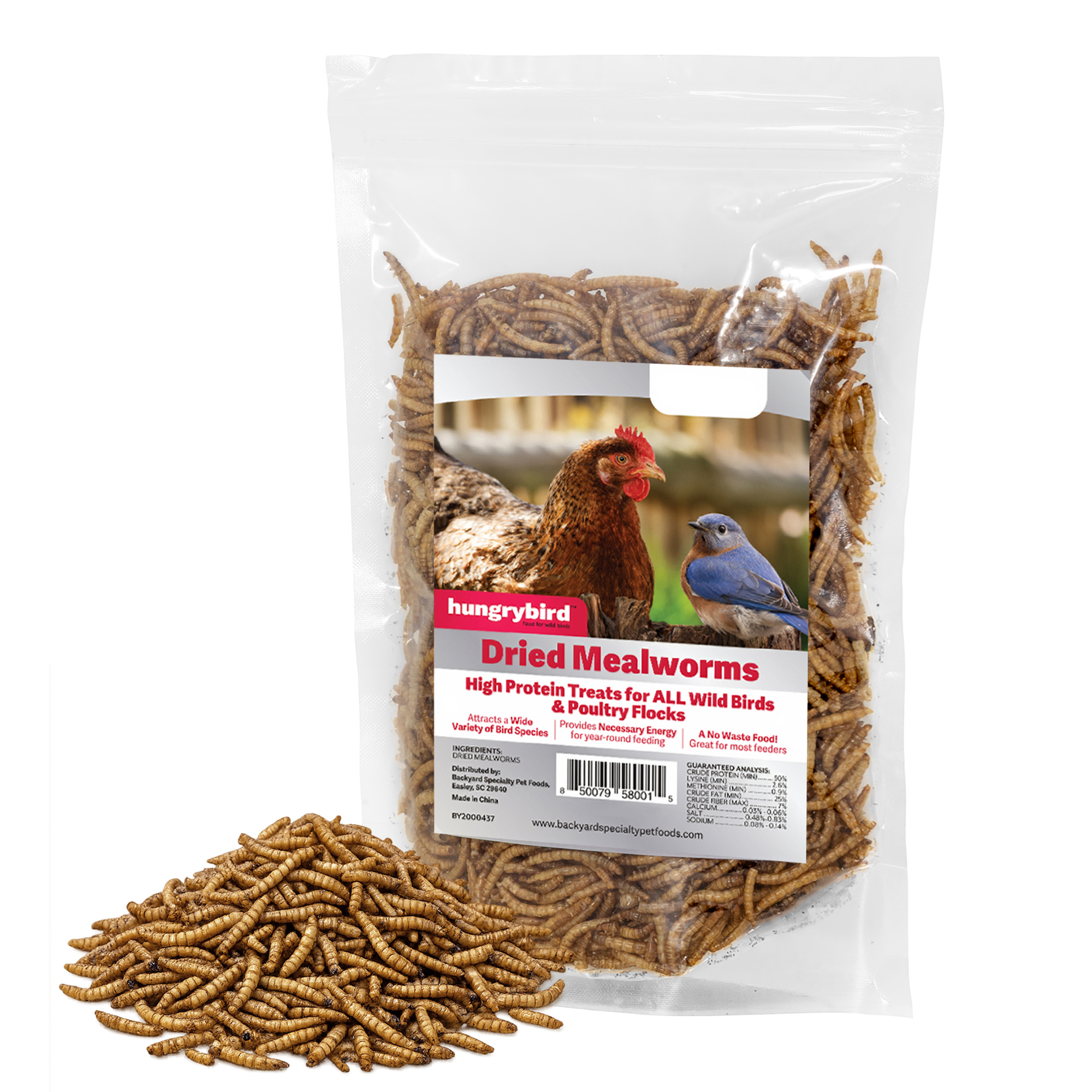Hungrybird Dried Mealworms - High Protein Poultry Treats for Backyard Chickens