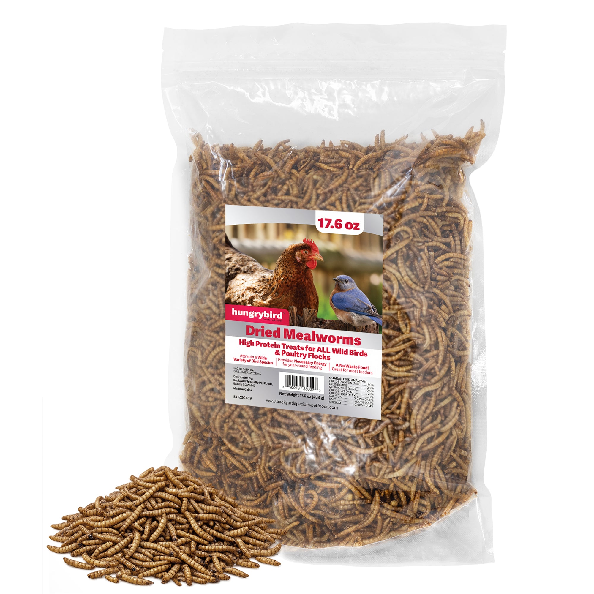 Hungrybird Dried Mealworms - High Protein Poultry Treats for Backyard Chickens