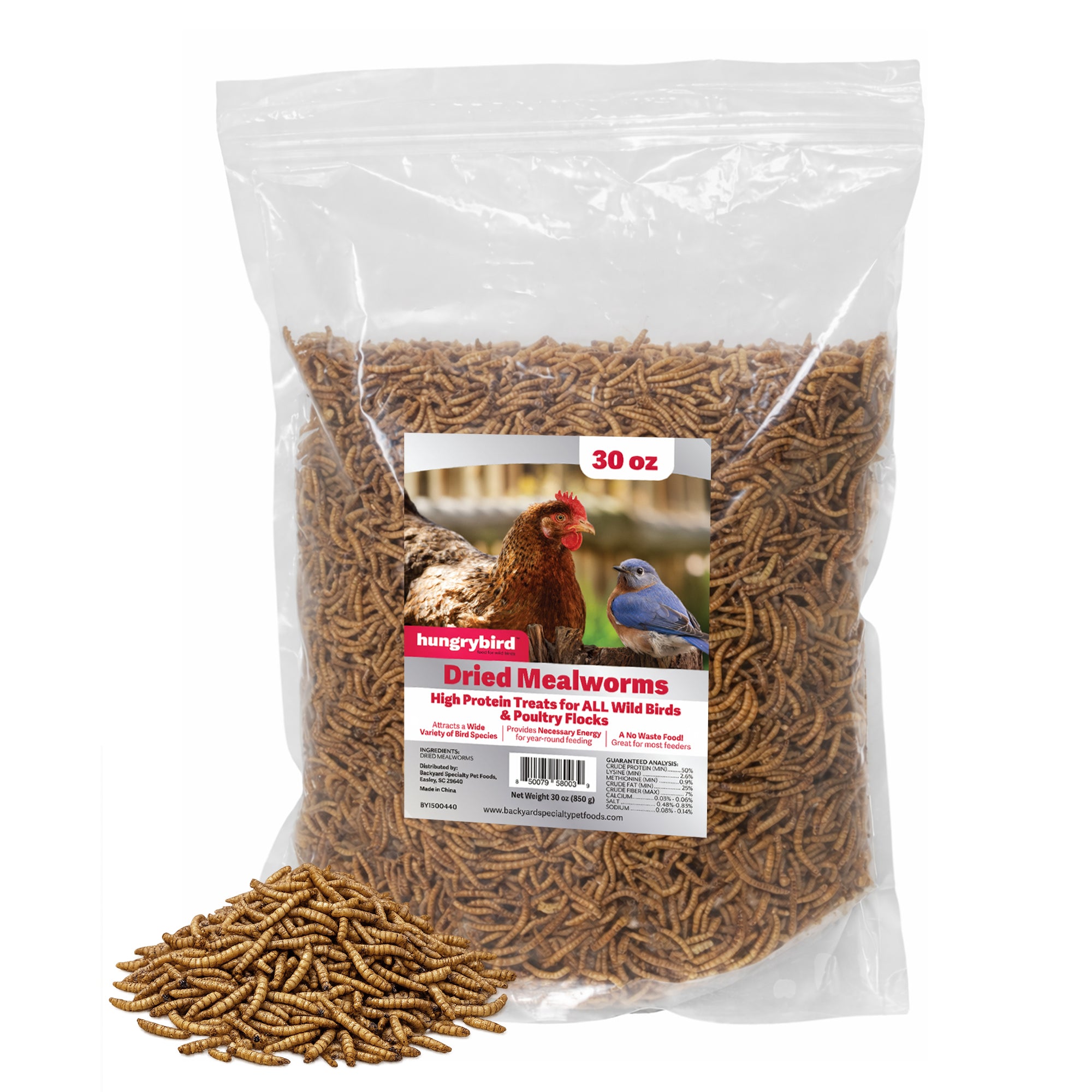 Hungrybird Dried Mealworms - High Protein Poultry Treats for Backyard Chickens
