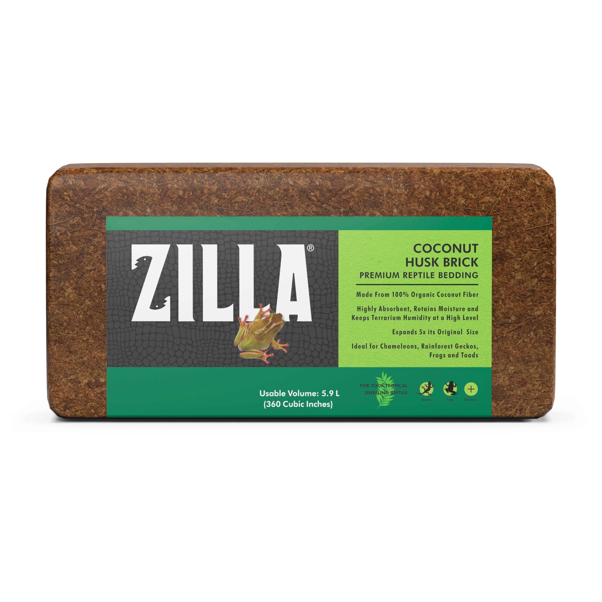 Zilla Coconut Husk Brick, Organic Bedding for Reptiles, 5.9 Liters, 360 cu in