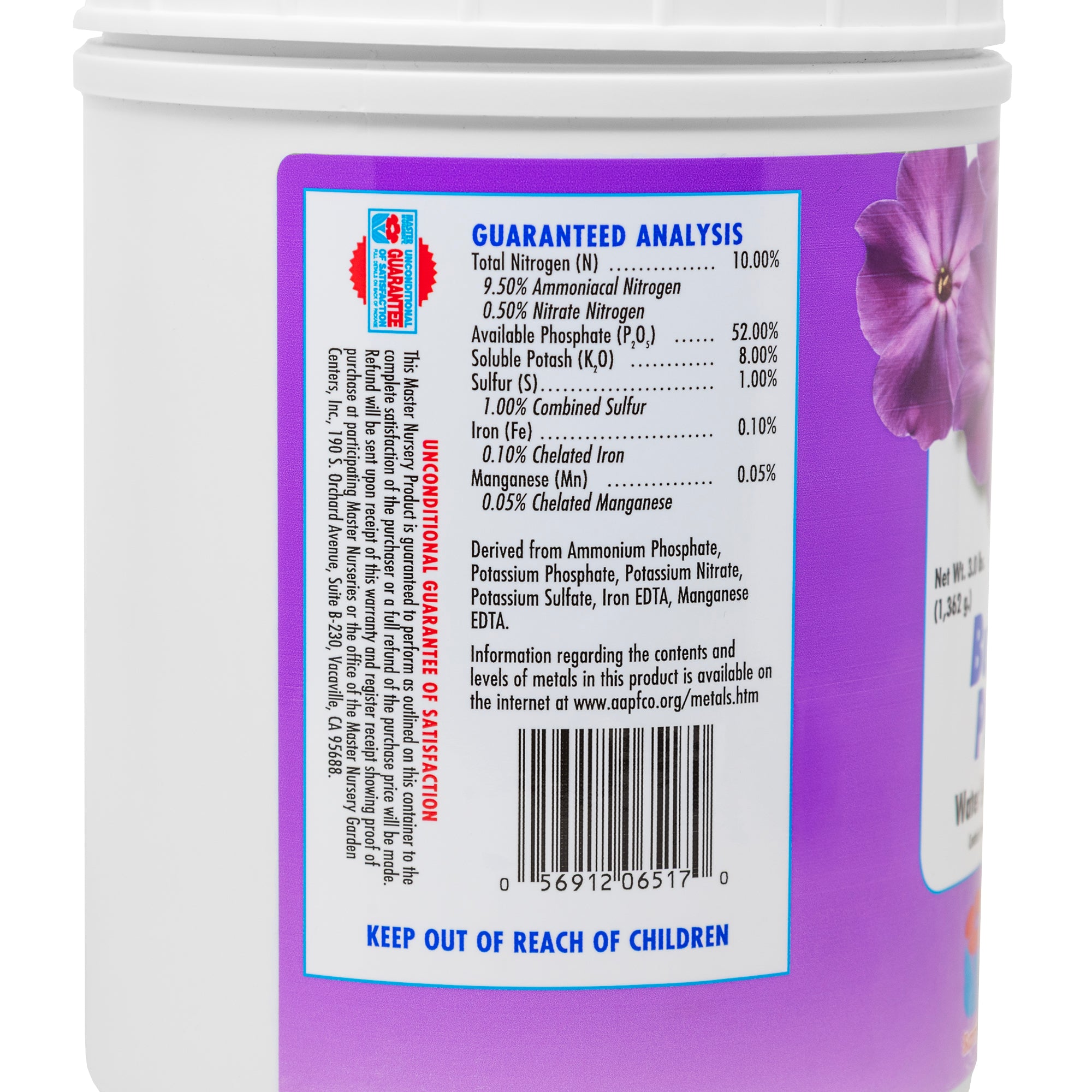 Master Nursery Bud and Bloom Water-Soluble Plant Food 10-52-8, 3lb