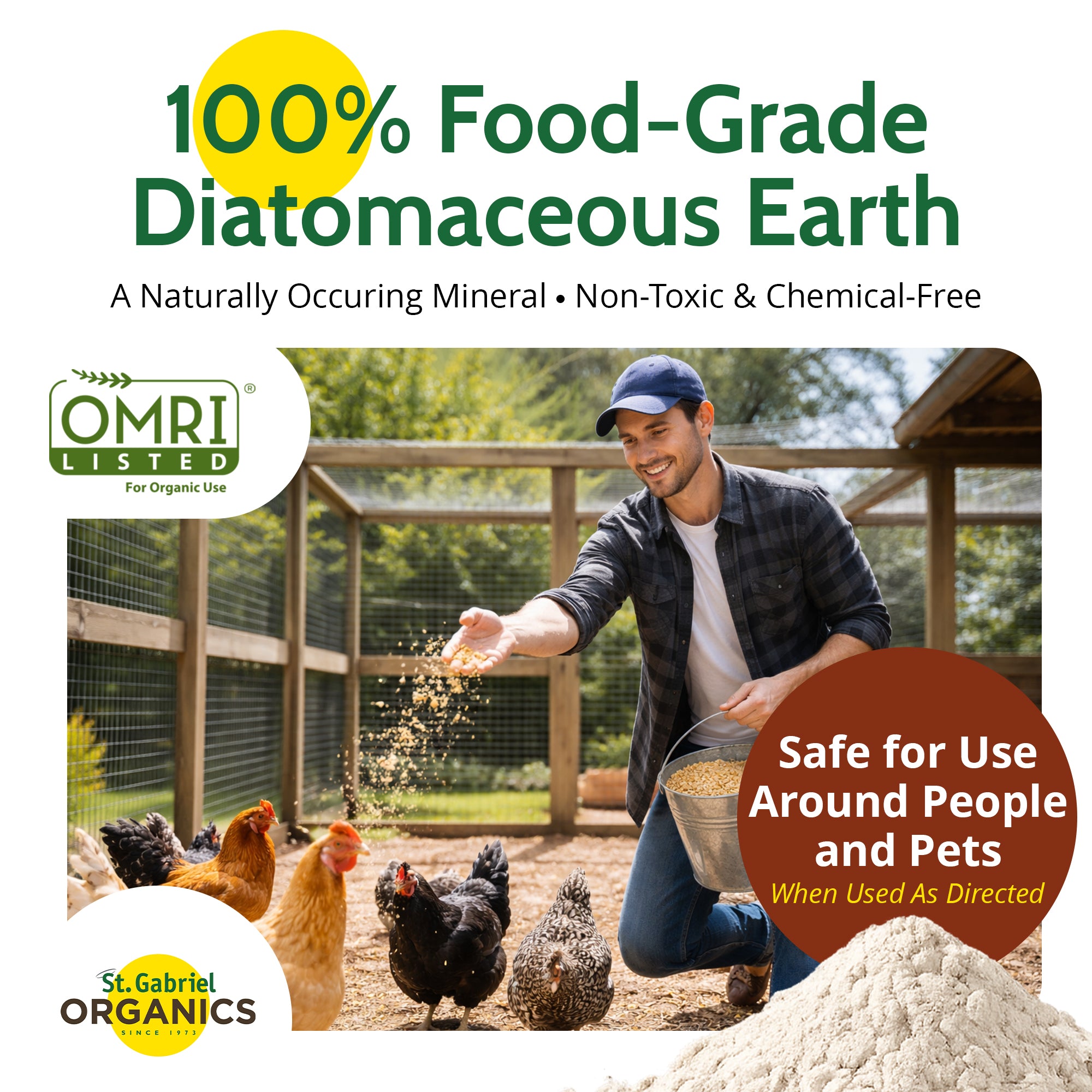 St. Gabriel Organics CoopScoop Food Grade Diatomaceous Earth Supplement, 20oz