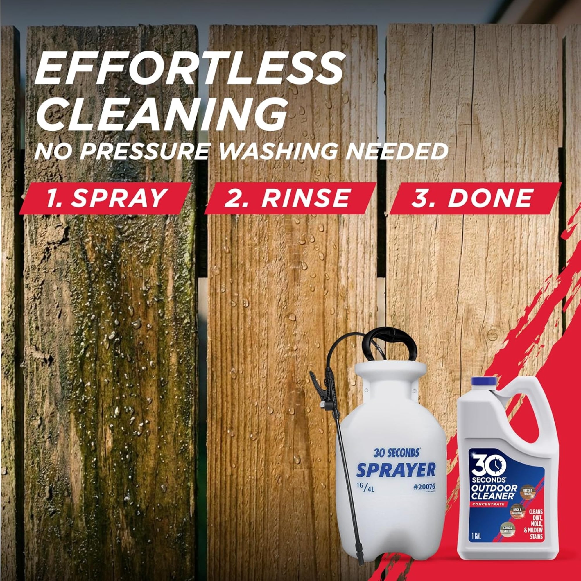 30 SECONDS Outdoor Cleaner for Mold, Mildew, and More, 1 Gallon Concentrate