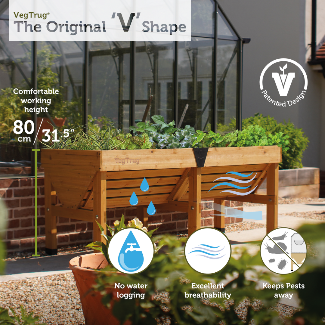 VegTrug Classic Raised Bed Red Uncoated Cedar Wood Planter, Natural, Medium 1.8m - Made in USA