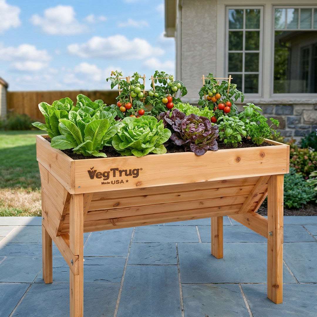 VegTrug Classic Raised Bed Uncoated Red Cedar Wood Planter, Natural, Small 1m - Made in USA