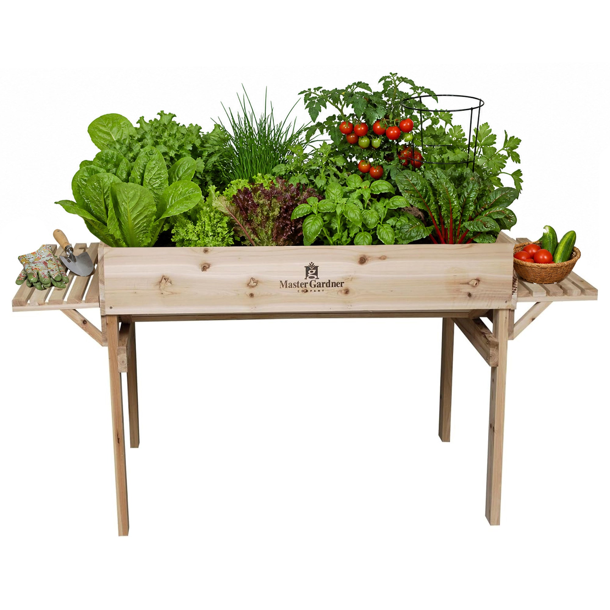 Master Gardner Wooden Elevated Heavy-Duty Raised Garden Bed Planter Box, 48" x 36"