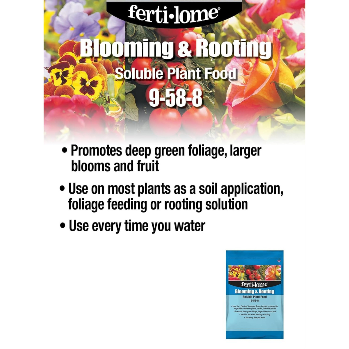 Fertilome Blooming & Rooting Soluble Plant Food 9-58-8 Fertilizer