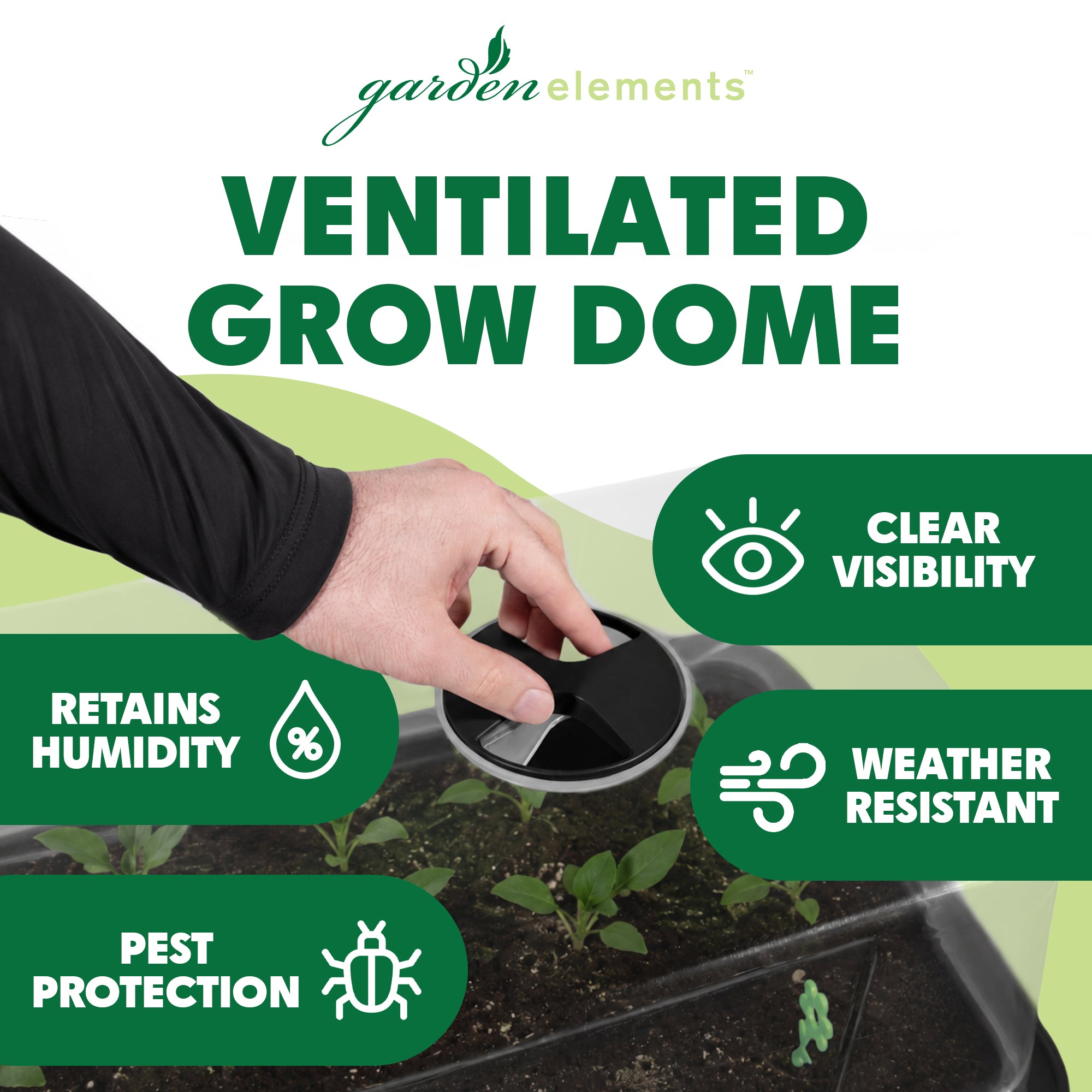 Garden Elements Elevated Self-Watering Garden Bed with Ventilated Grow Dome, Black, 29.5in x 15in