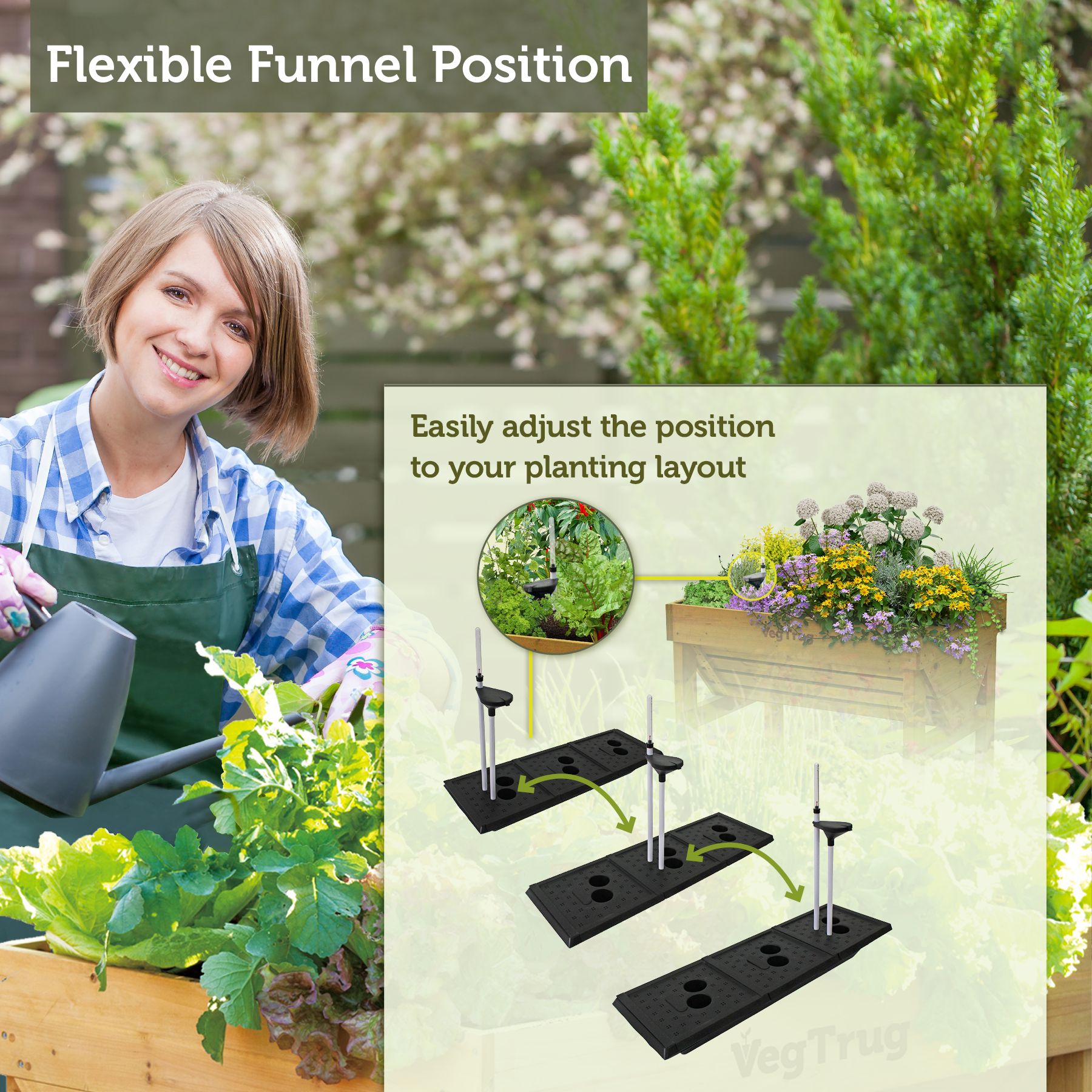 VegTrug Self Watering Kit for Classic Small 1m Raised Bed, Black
