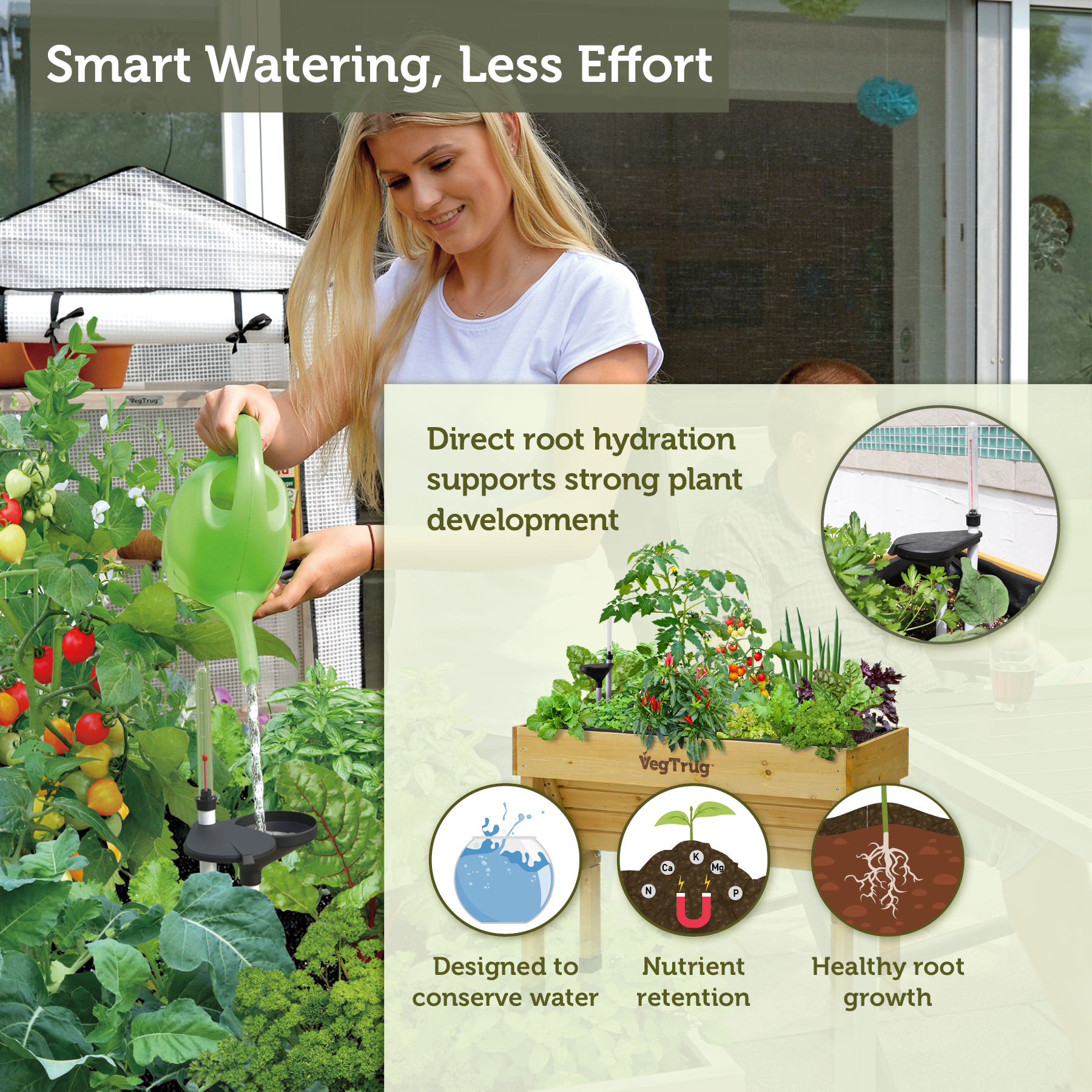 VegTrug Self Watering Kit for Wall Hugger Small 1m Raised Bed, Black