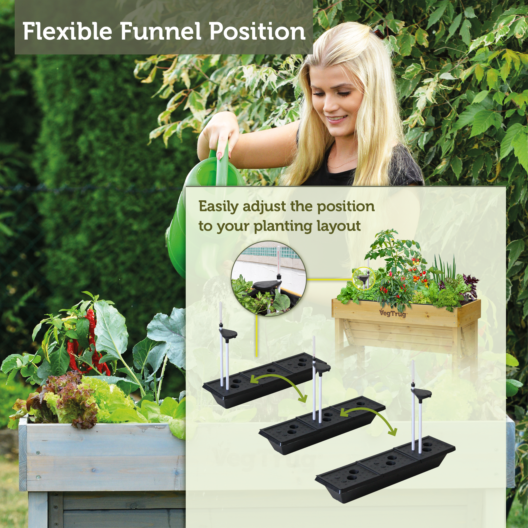 VegTrug Self Watering Kit for Wall Hugger Small 1m Raised Bed, Black