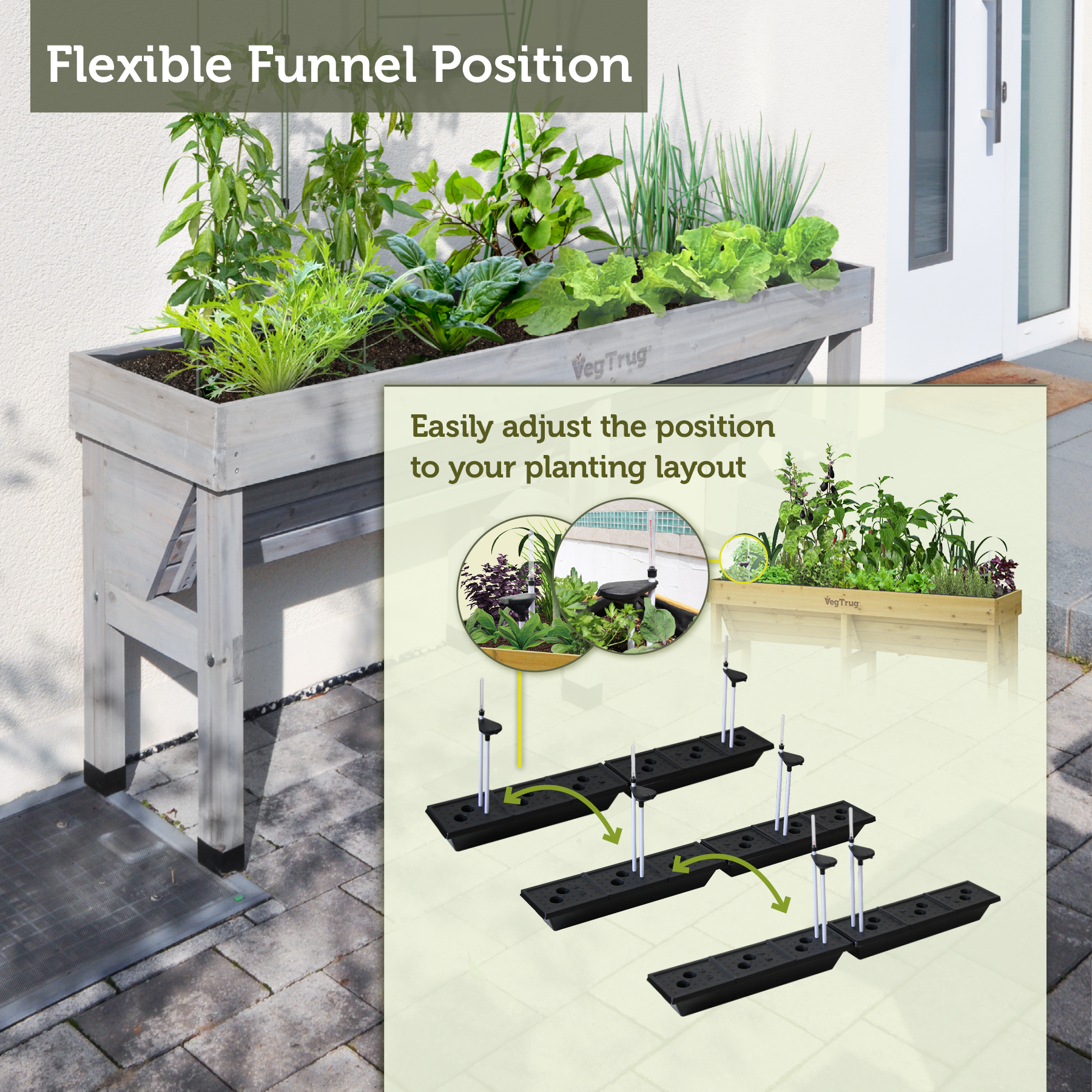 VegTrug Self Watering Kit for Wall Hugger Medium 1.8m Raised Bed, Black