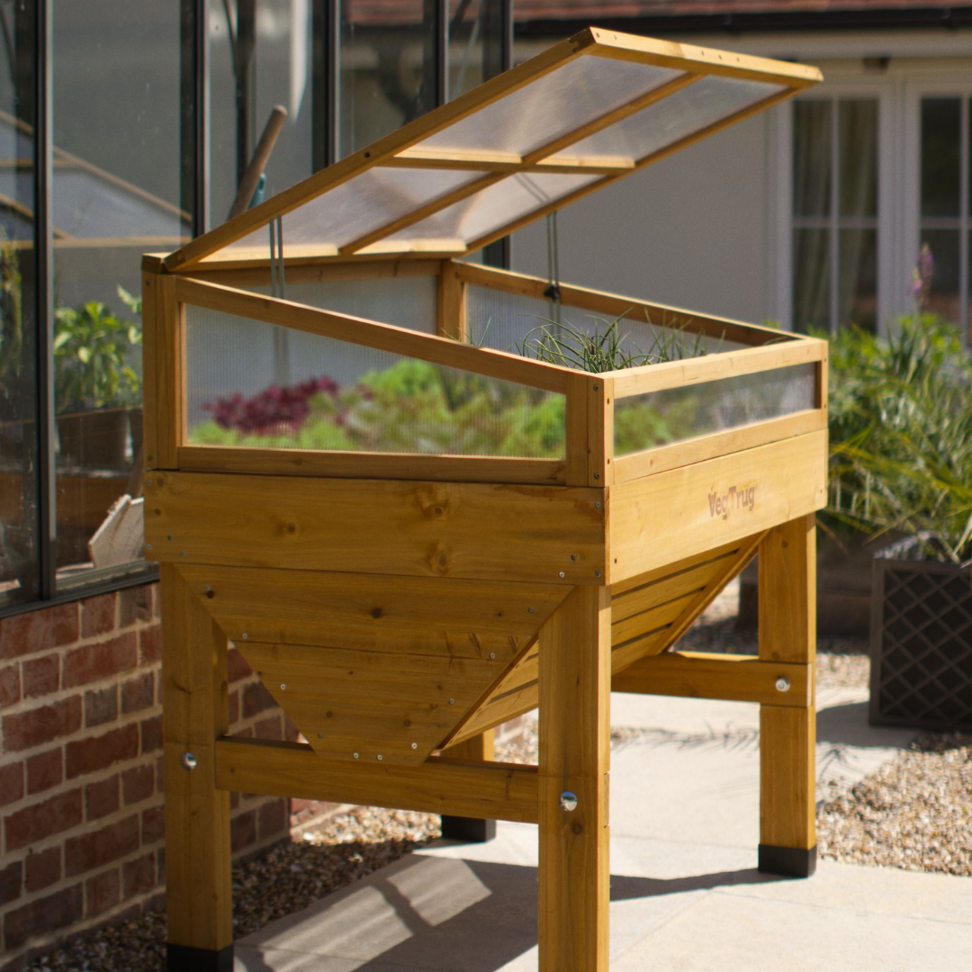 VegTrug Wooden Cold Frame for Classic Small 1m Raised Bed, Natural