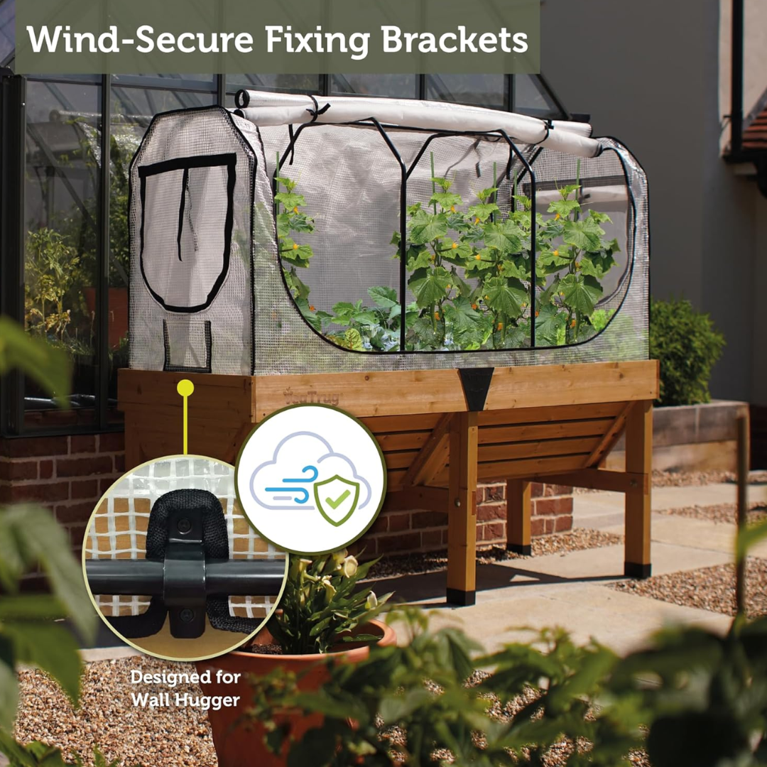 VegTrug Greenhouse Frame & Multi-Cover Set for Wall Hugger Small 1m Raised Bed, White