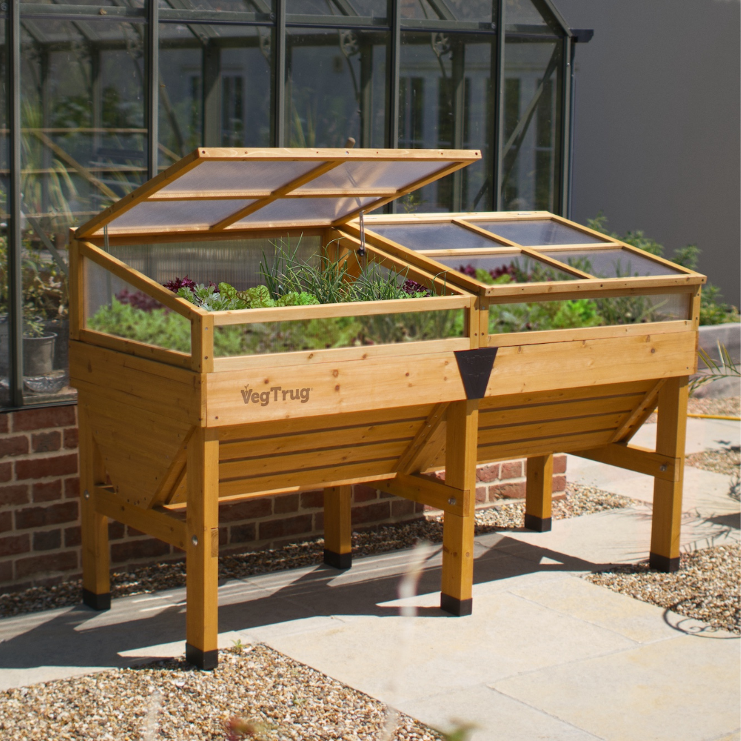 VegTrug Wooden Cold Frame for Classic Medium 1.8m Raised Bed, Natural