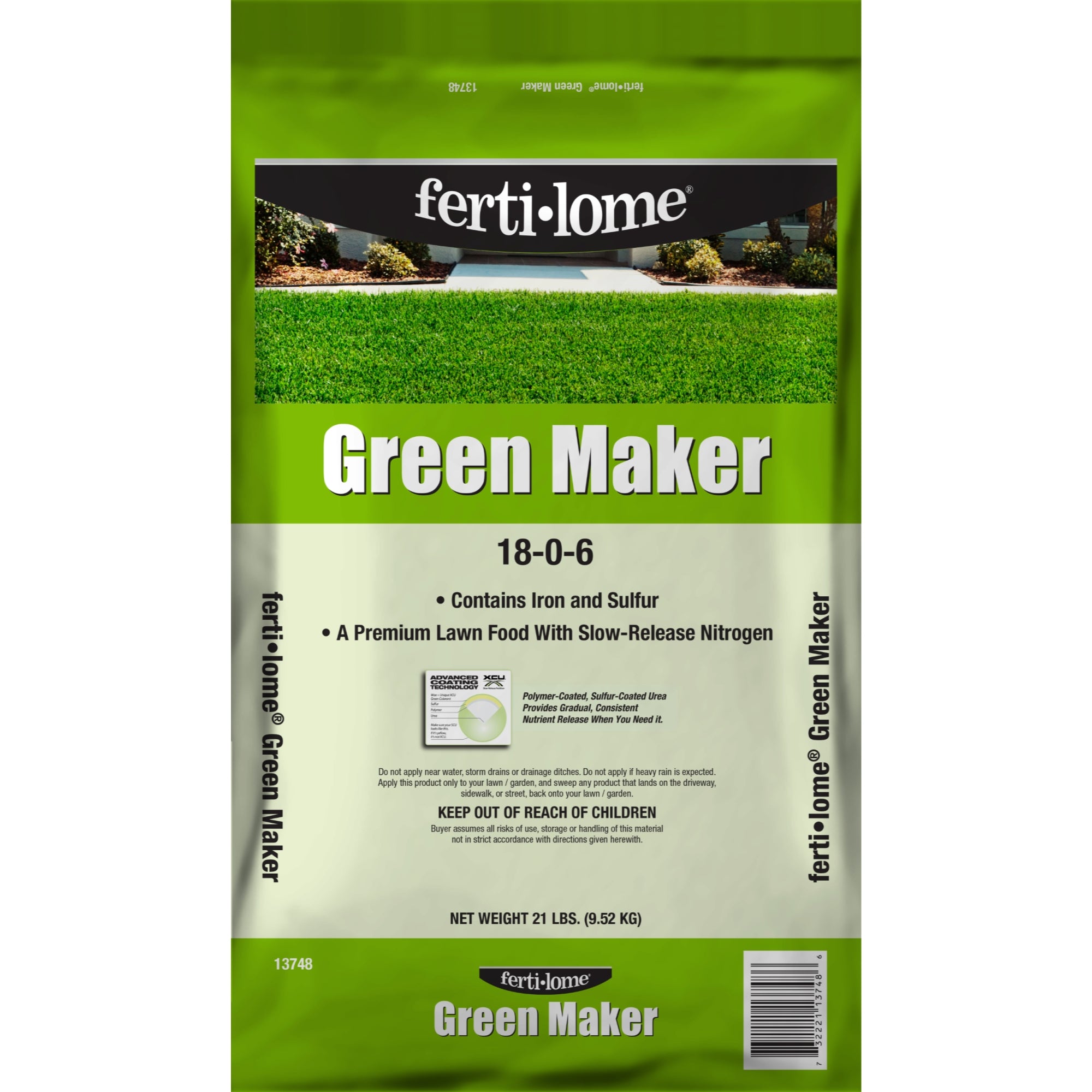 Fertilome Green Maker 18-0-6 Premium Lawn Food for Alkaline Soils, 21lbs