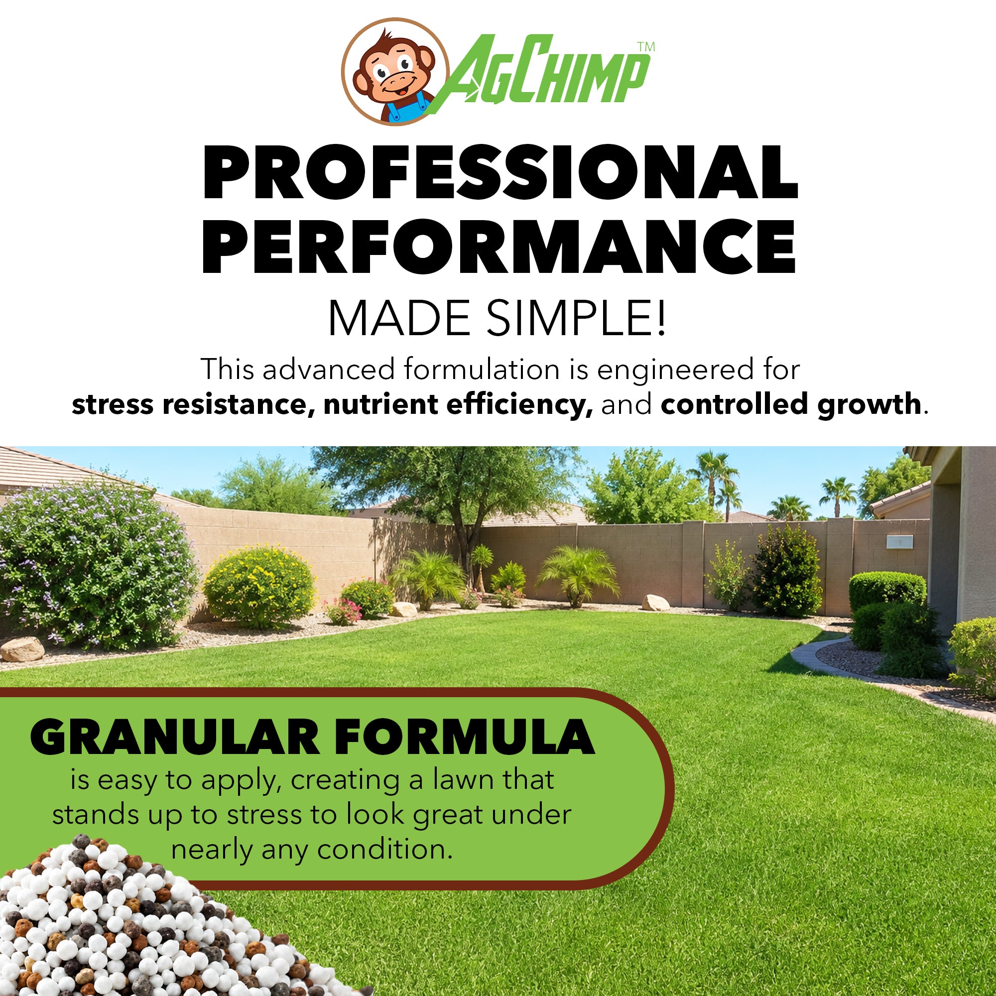 AgChimp 5-0-20 with 2% Iron Professional Turf Fertilizer, 16lbs