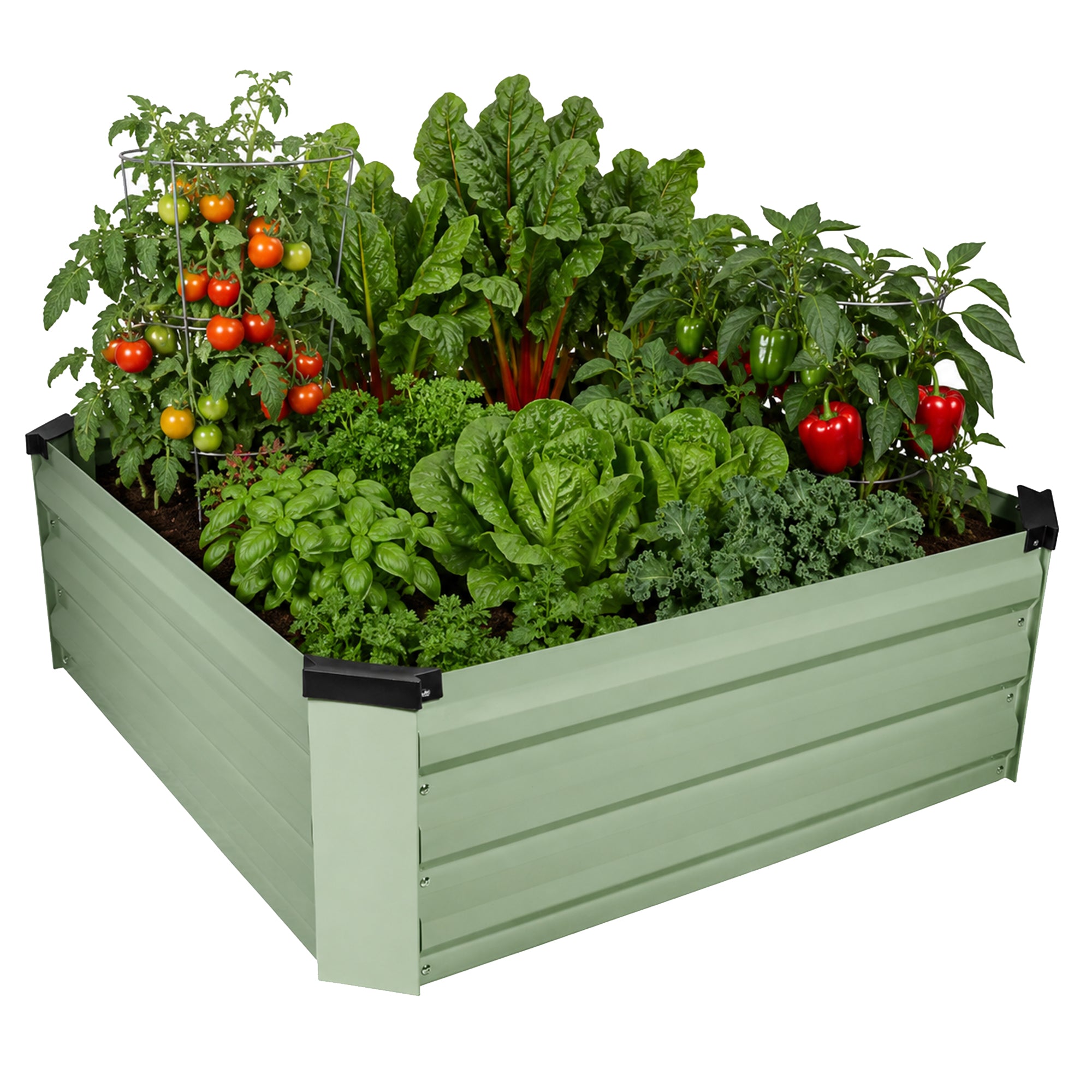 Garden Elements Metal Raised Garden Bed, Square, Light Green