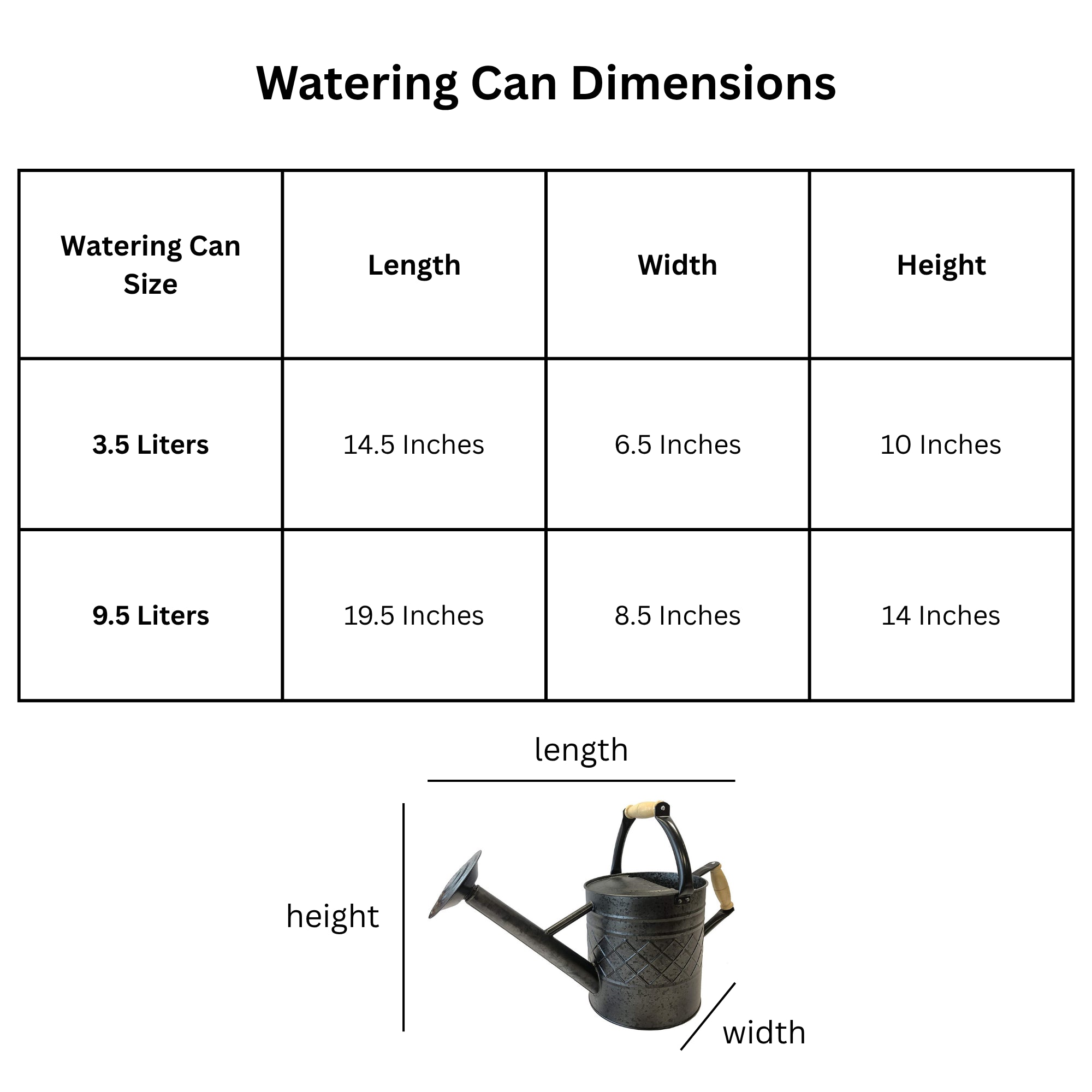 Gardener Select Galvanized Steel Diamond-Pattern Watering Can, Black