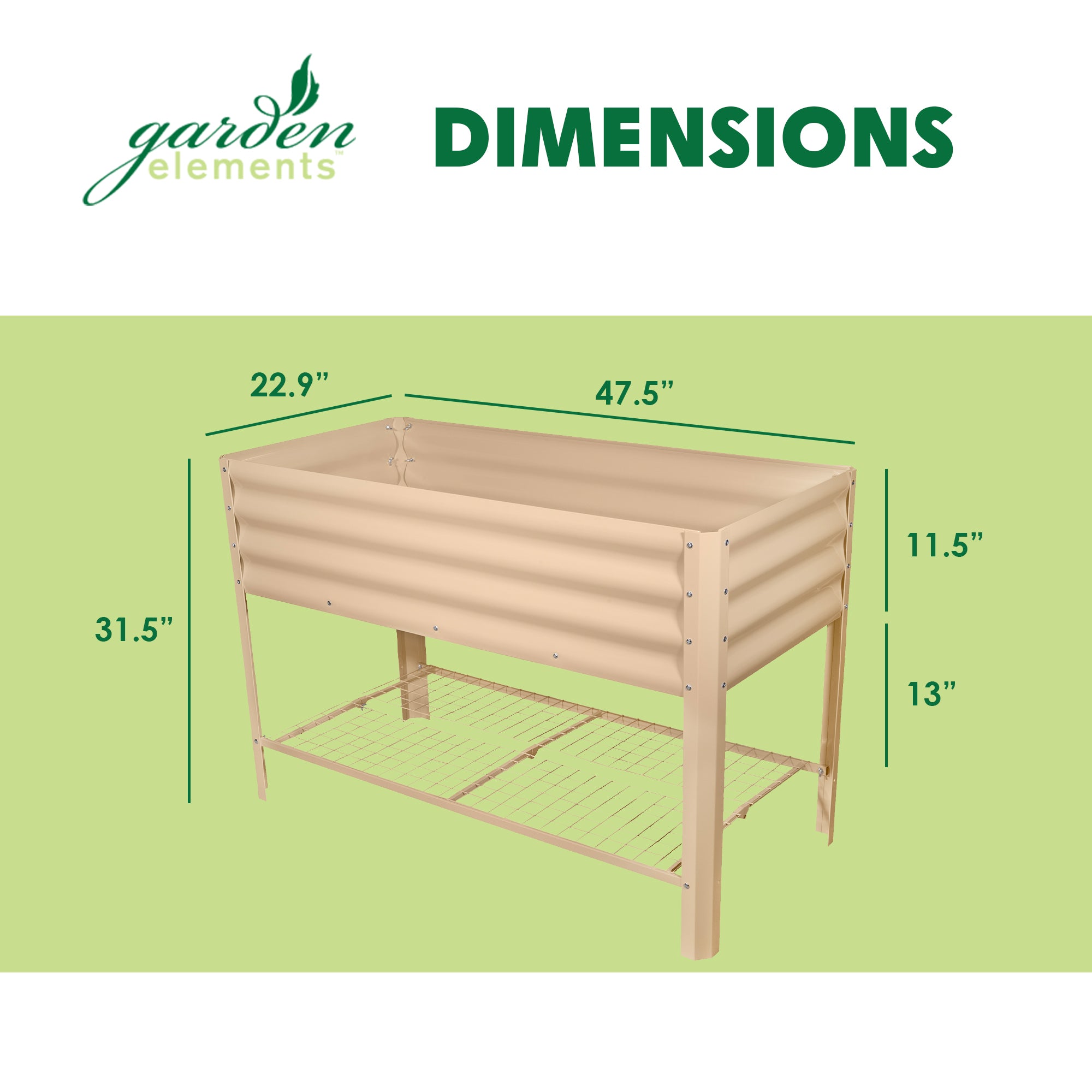 Garden Elements Elevated Metal Raised Garden Bed, Beige