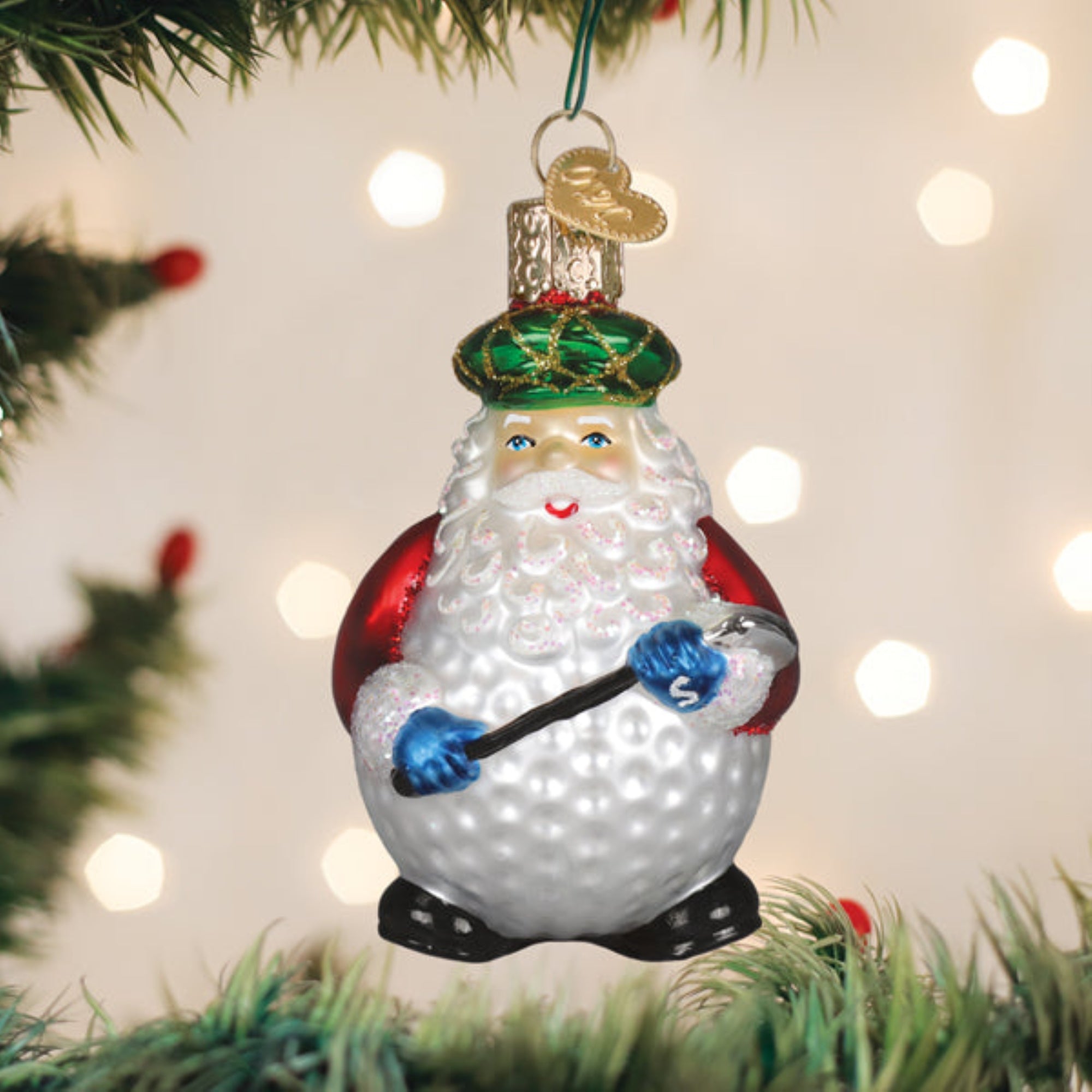 Old World Christmas Blown Glass Ornament for Christmas Tree, Ho Ho Hole-in-One