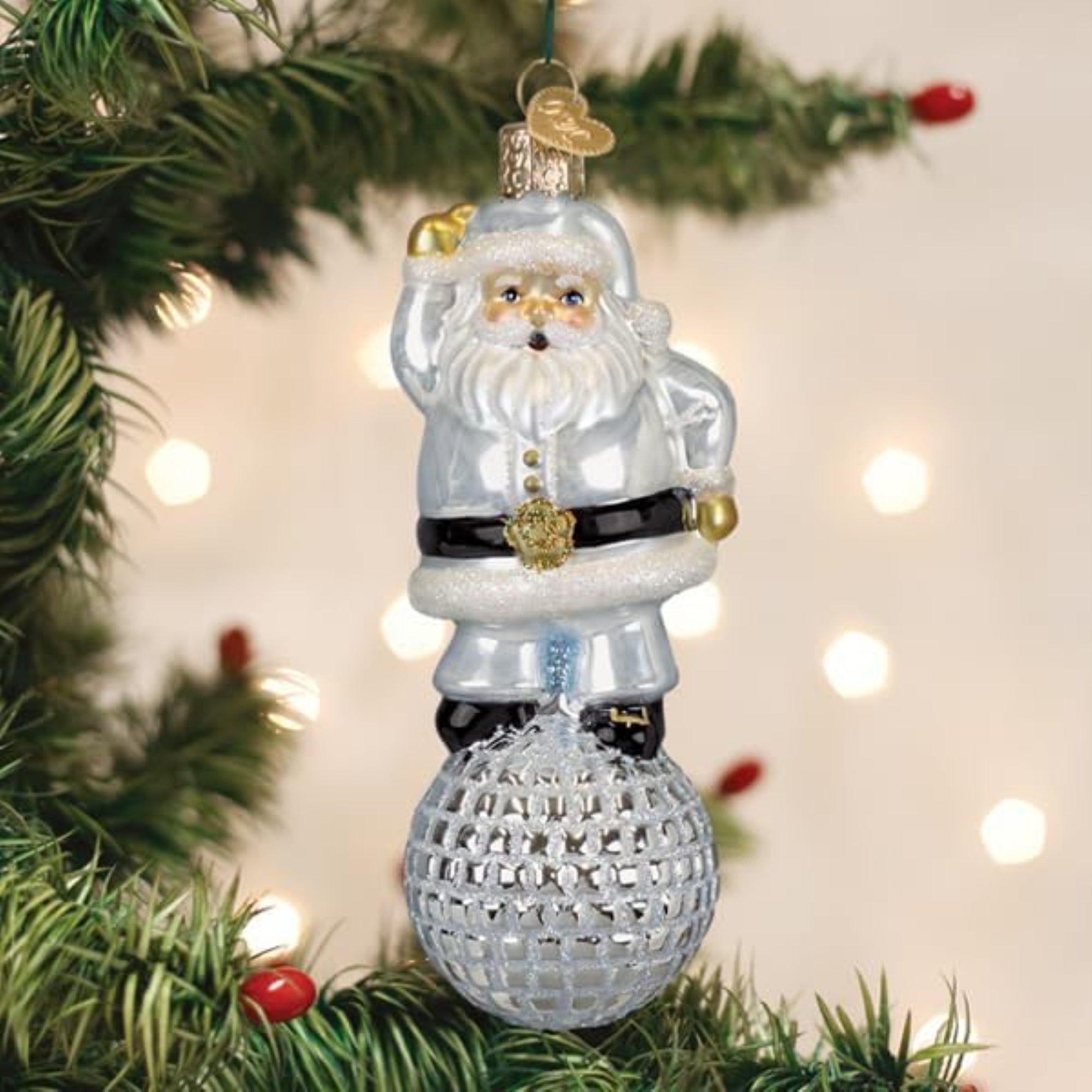 Old World Christmas Blown Glass Ornament for Christmas Tree, Disco Fever Santa