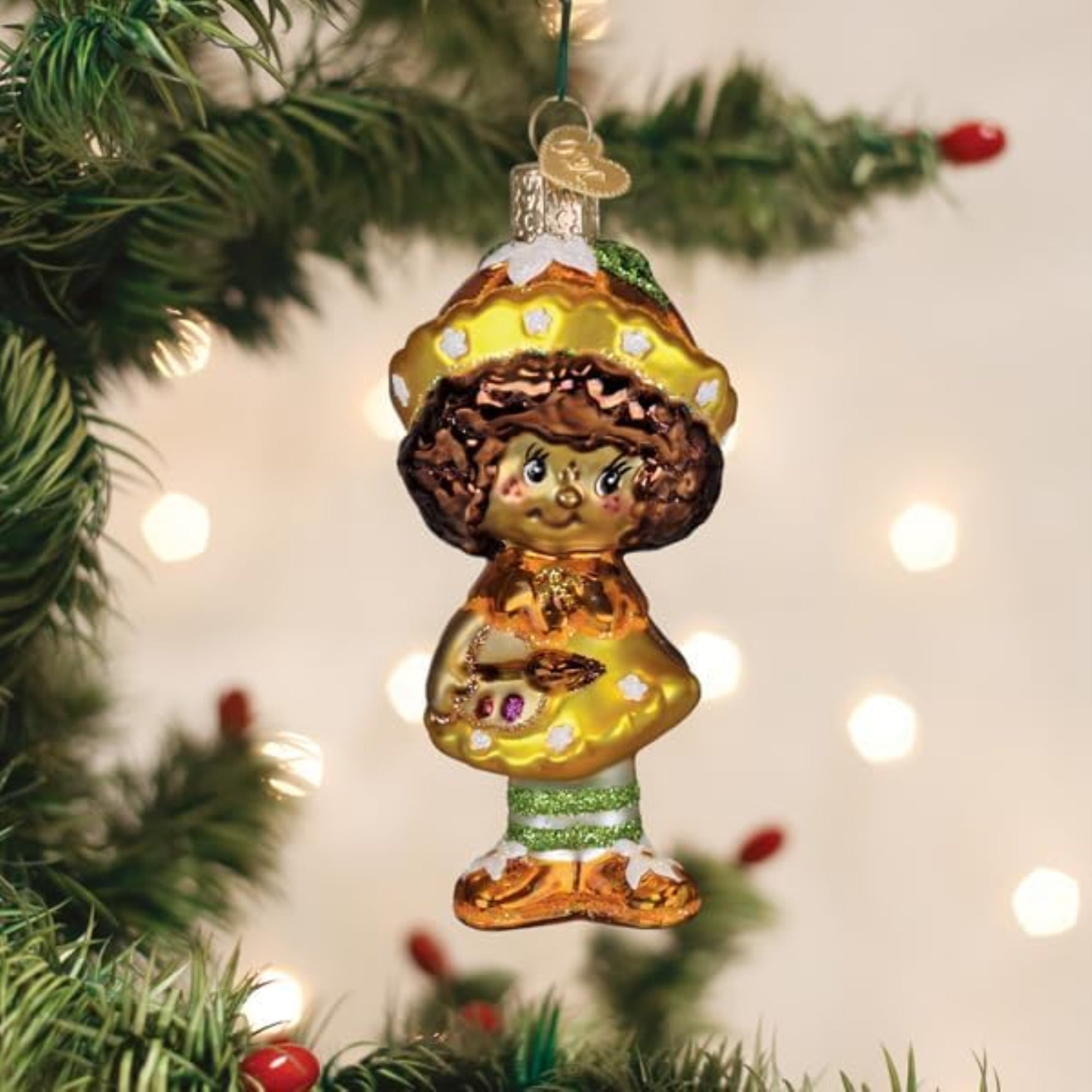 Old World Christmas Blown Glass Ornament for Christmas Tree, Orange Blossom
