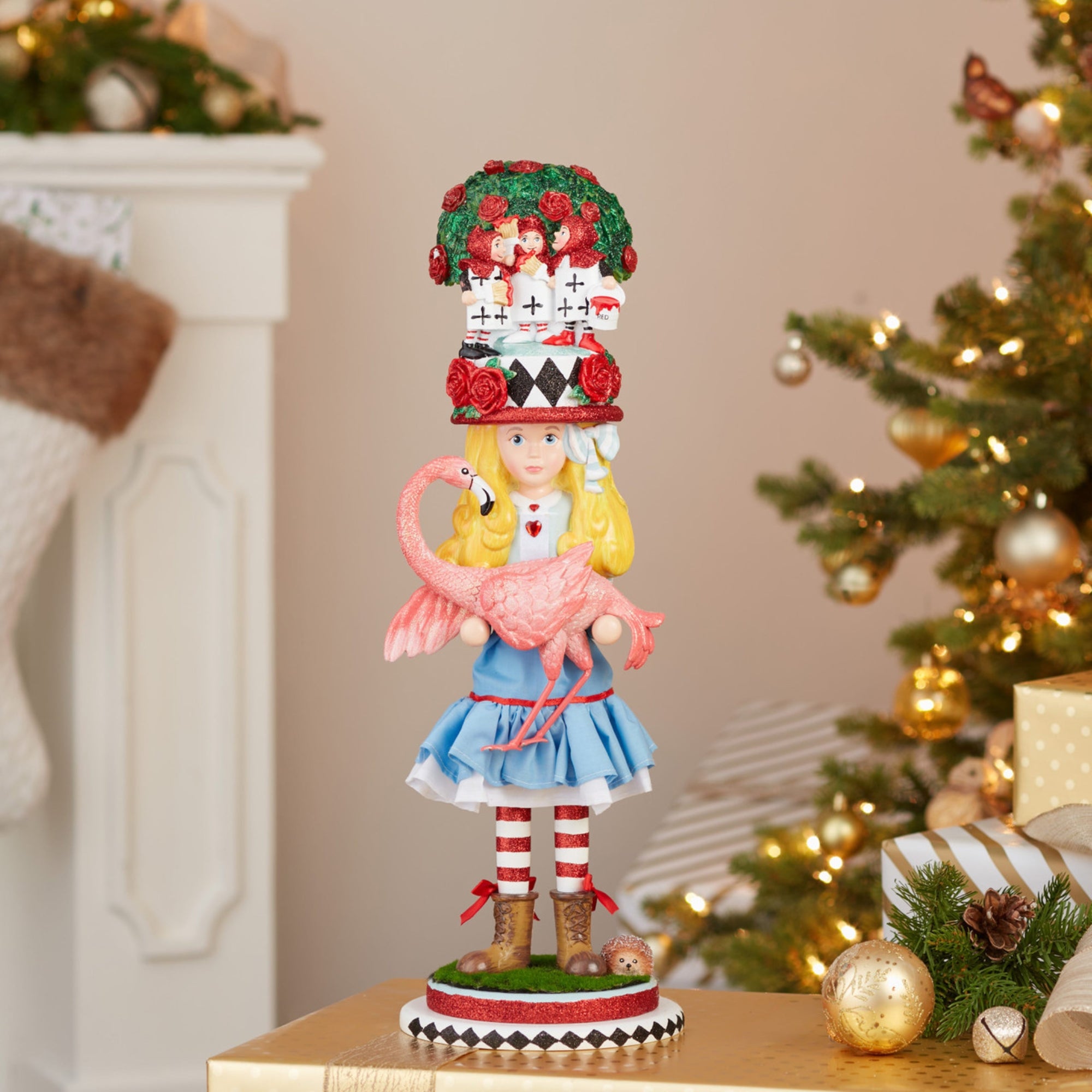 Kurt Adler Hollywood Nutcrackers Collection, Alice with Flamingo, 19"