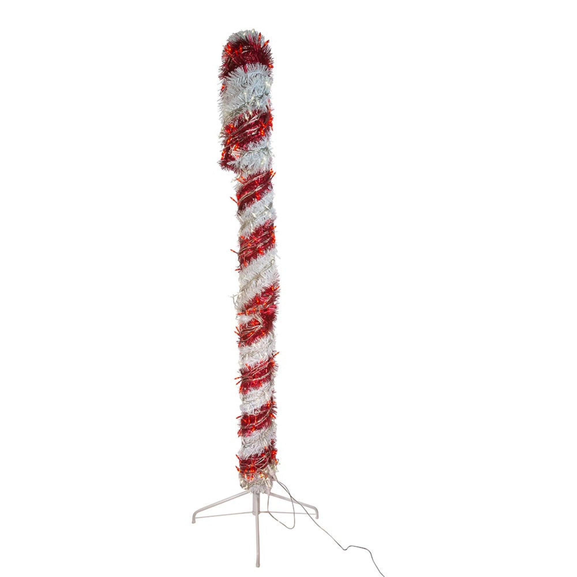 Kurt Adler Red and White Pre-Lit LED Tinsel Candy Cane Lawn Decoration