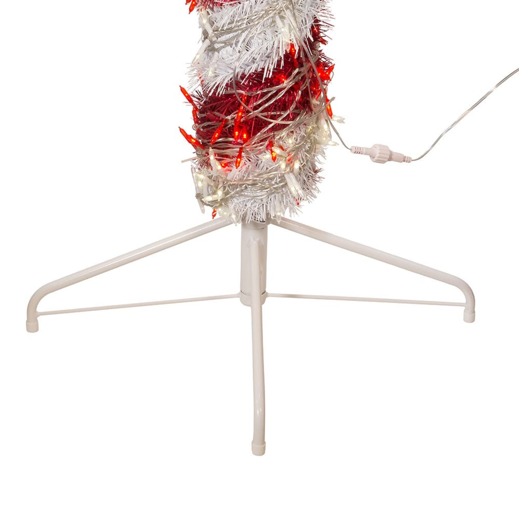 Kurt Adler Red and White Pre-Lit LED Tinsel Candy Cane Lawn Decoration
