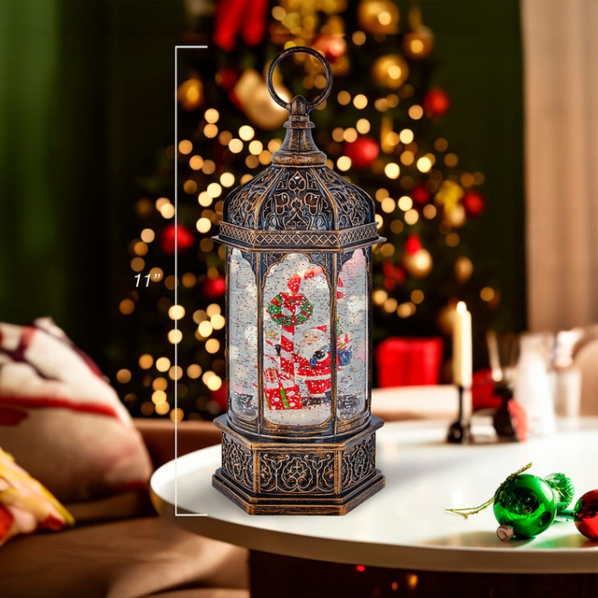 Kurt Adler Battery Operated LED Santa Claus Water Lantern, 11"