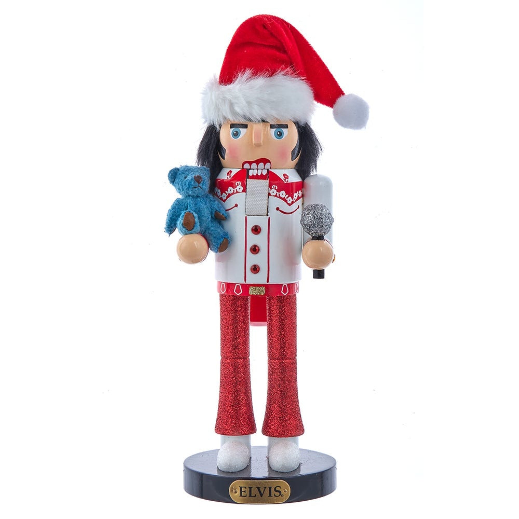 Kurt Adler Officially Licensed Elvis Presley with Teddy Bear Nutcracker, 10"
