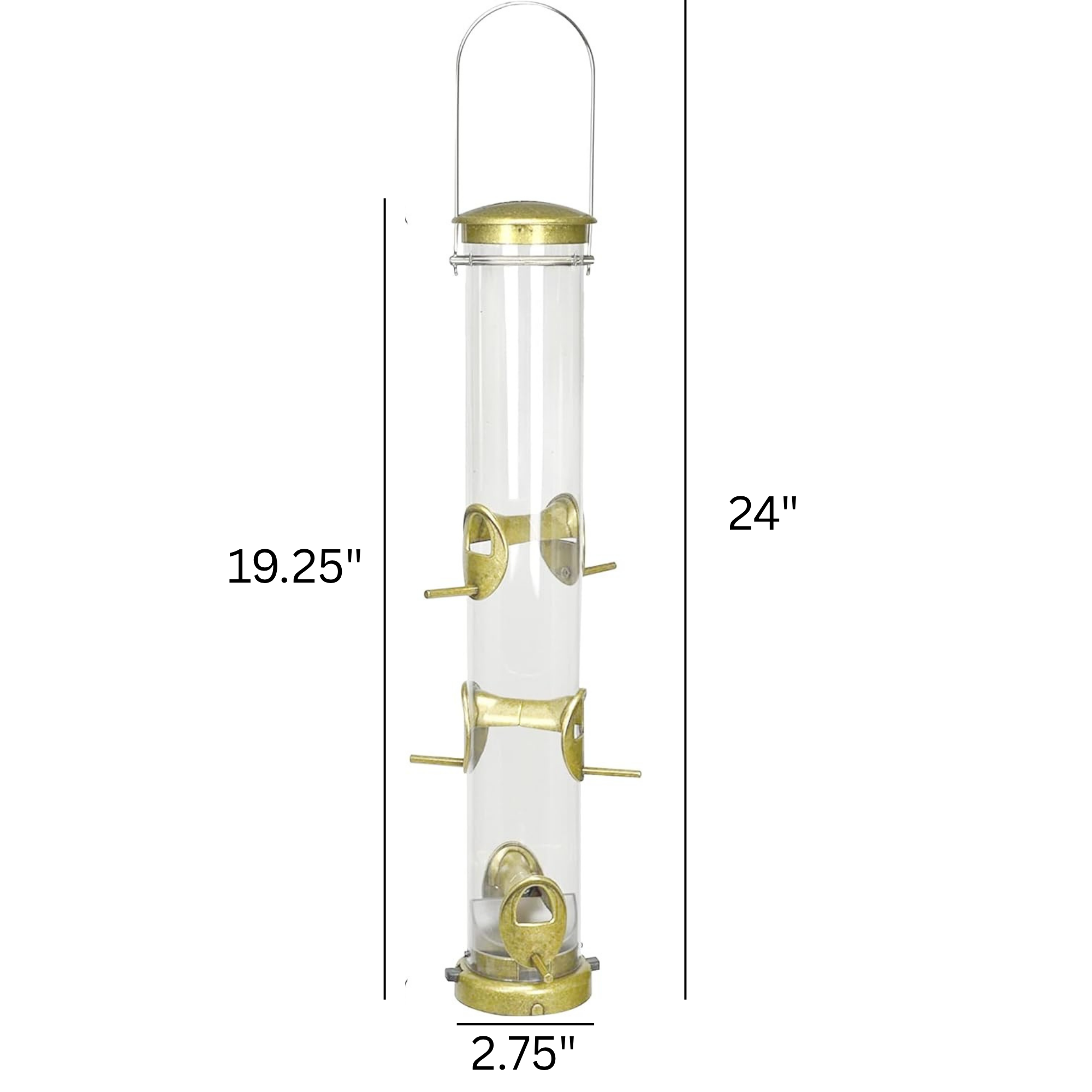 Aspects Quick-Clean Seed Tube Bird Feeder, Large, Brass, 1.75qt Capacity