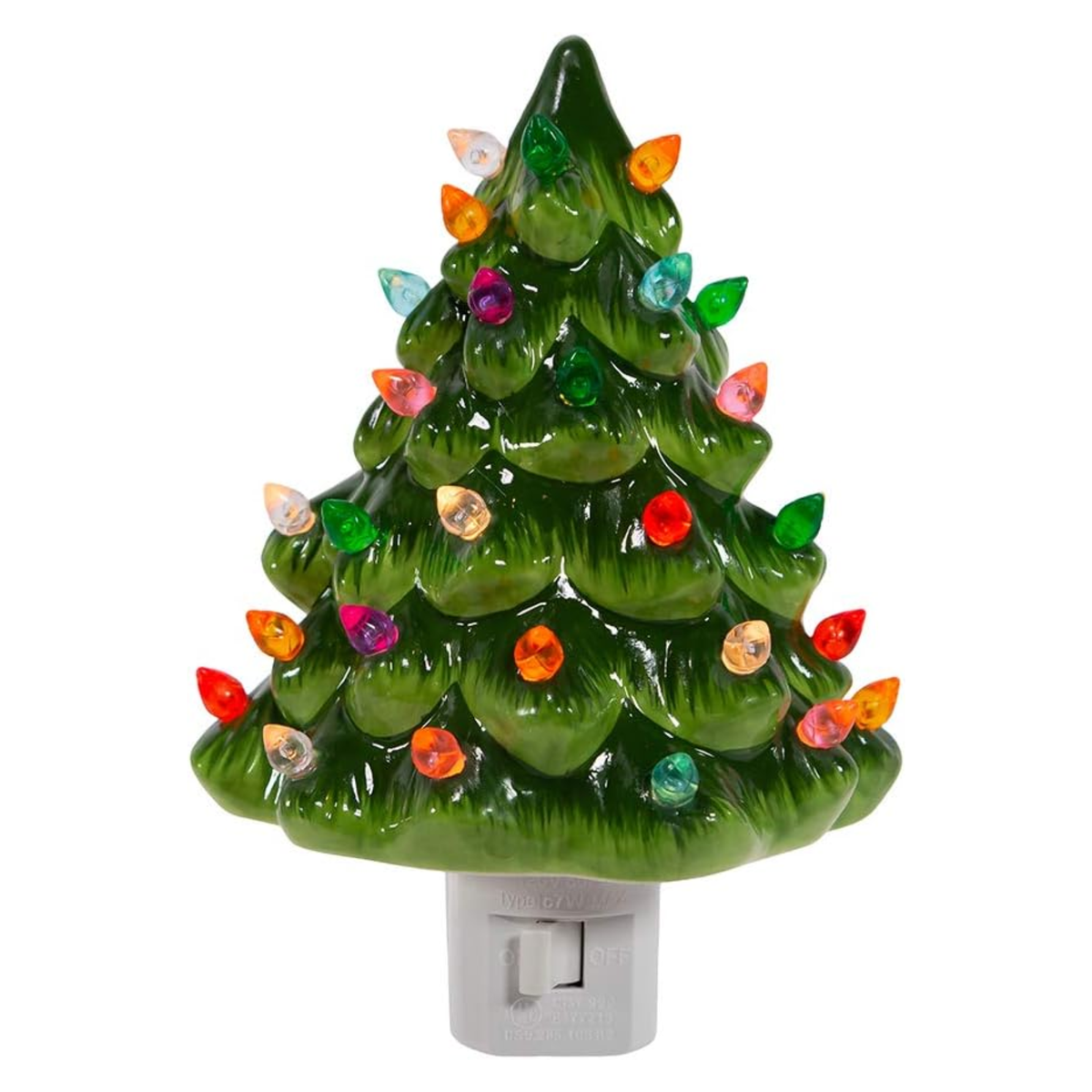 Kurt Adler Ceramic Green Tree Night Light, 6in