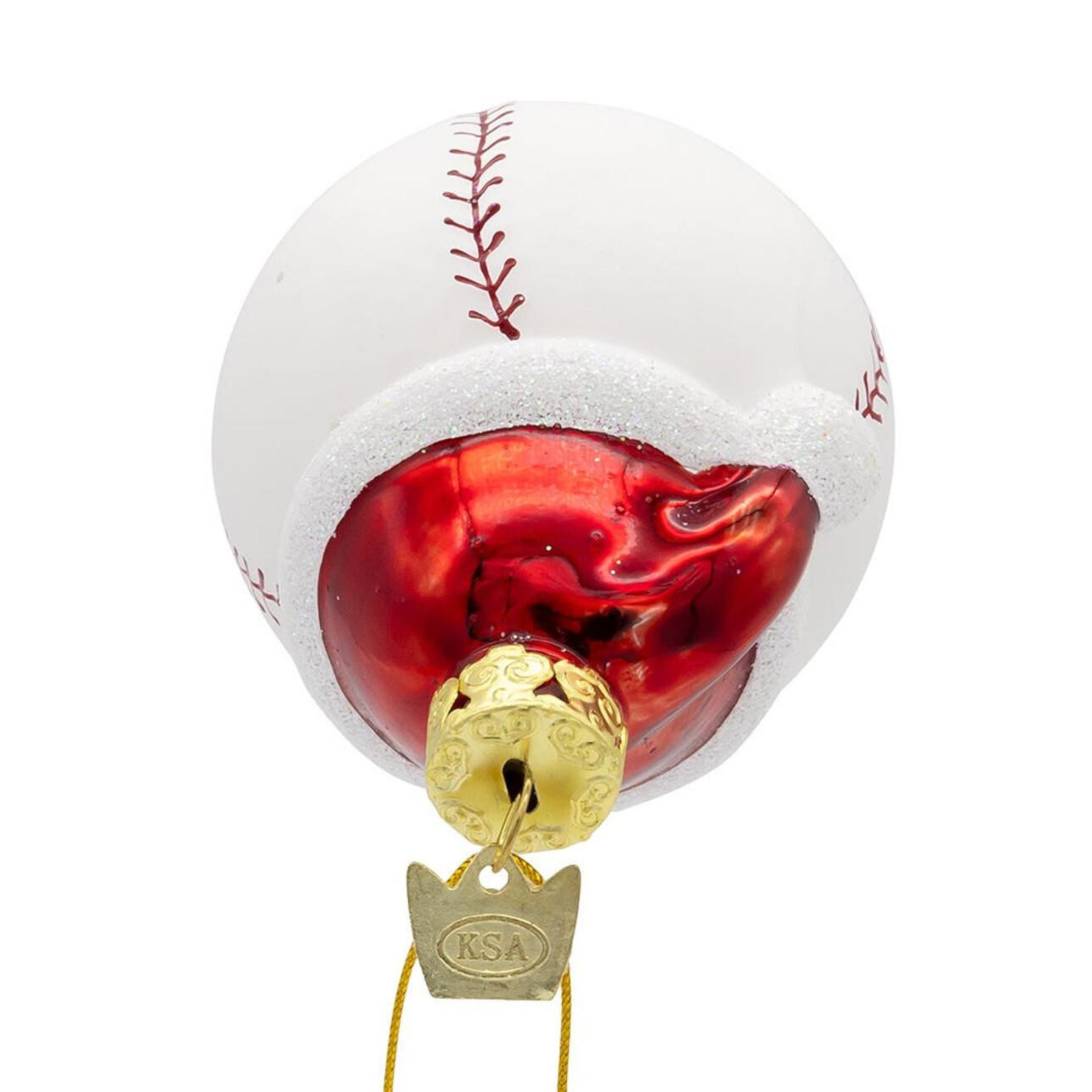Kurt Adler Noble Gems Glass Baseball with Santa Hat Ornament, 3in