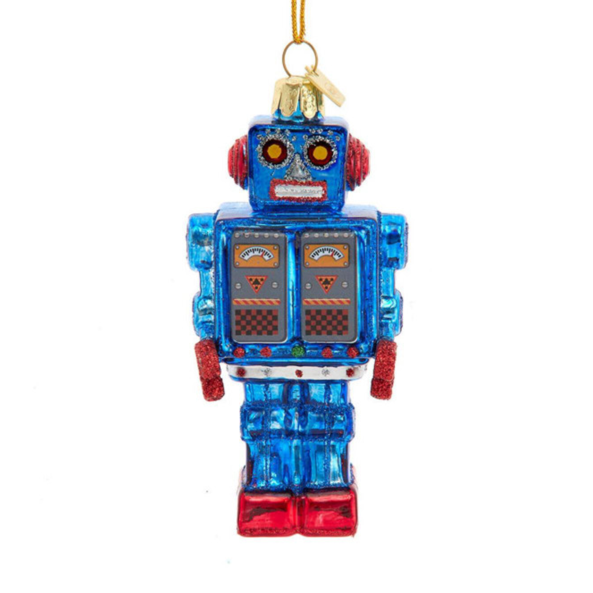Kurt Adler Noble Gems Glass Vintage Robot Toy Ornament, 4in