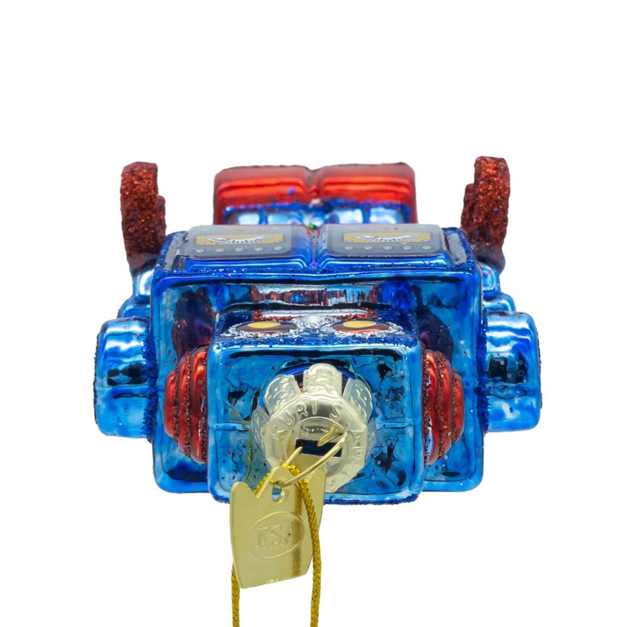 Kurt Adler Noble Gems Glass Vintage Robot Toy Ornament, 4in