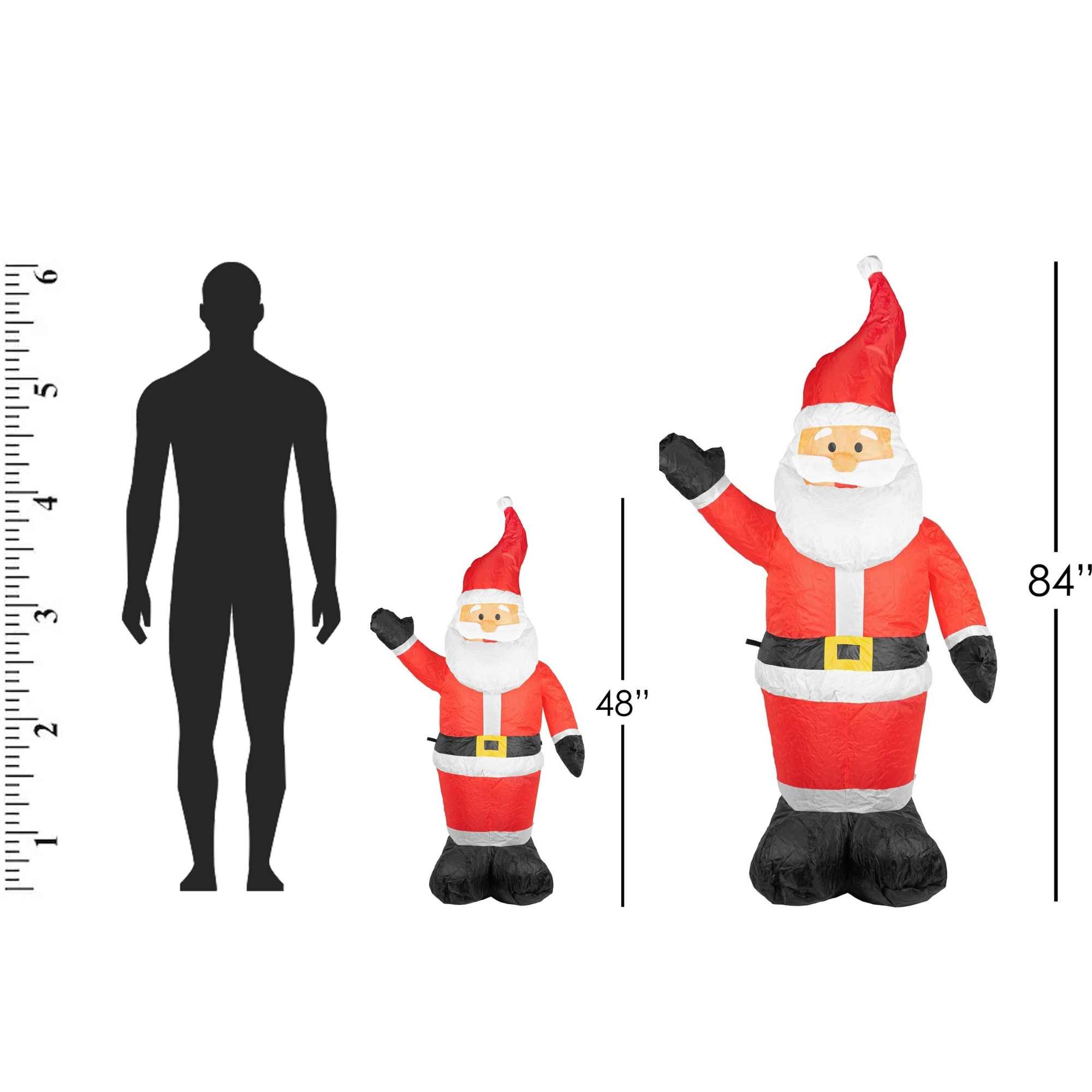 ProductWorks Candy Cane Lane Pre-Lit Nylon Inflatable Outdoor Christmas Decoration, Santa