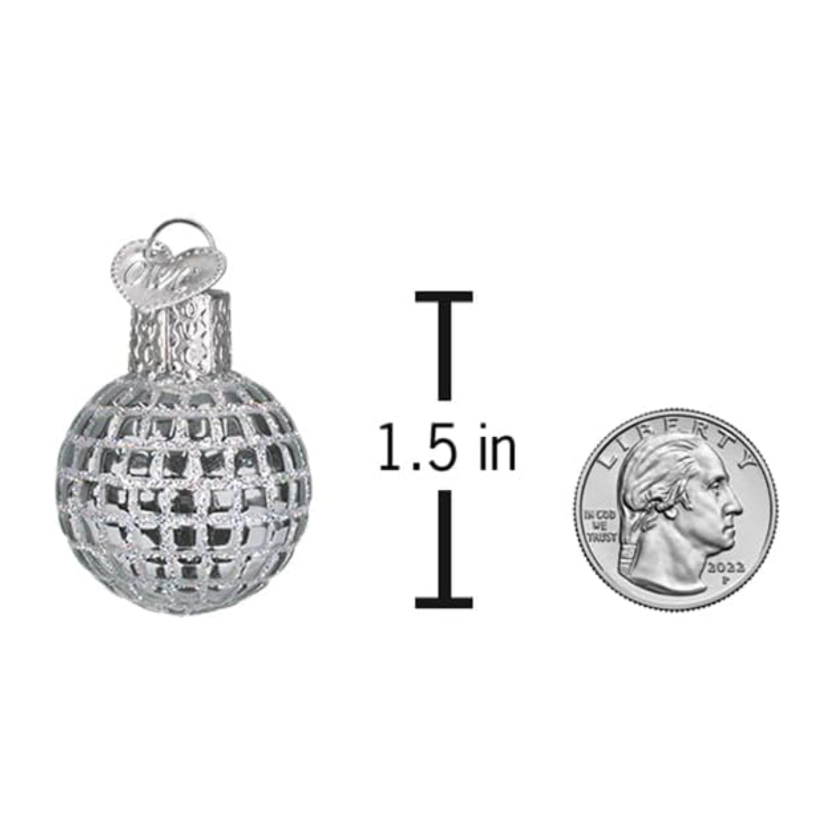 Old World Christmas, Gumdrop Collection, Mini Disco Ball Ornament, Silver