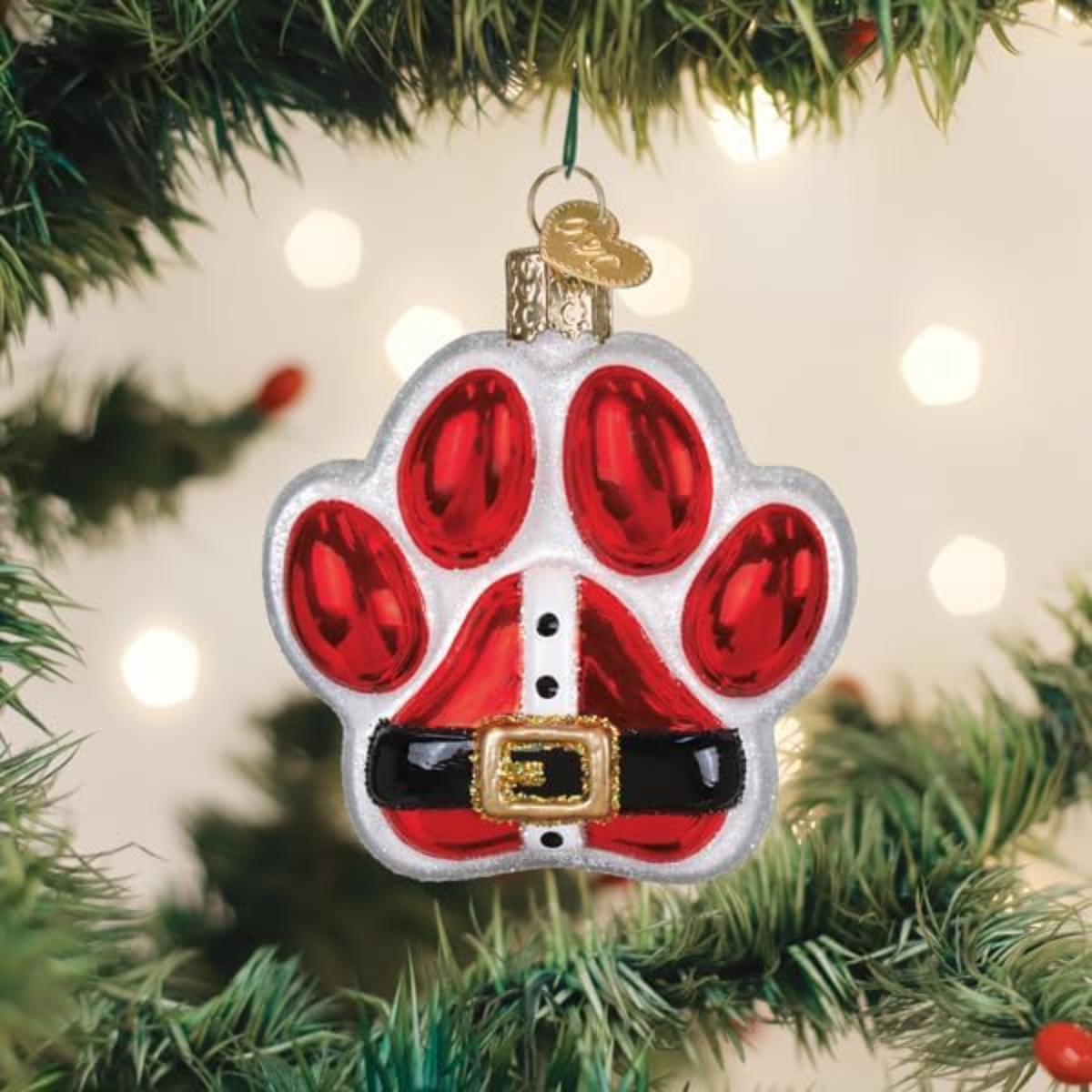 Old World Christmas Blown Glass Ornament for Christmas Tree, Santa Paws